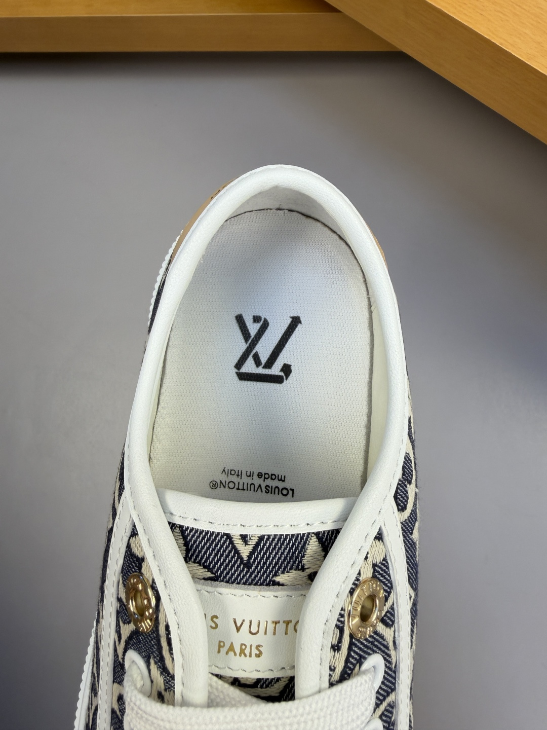 LV一比一帆布Monogram板鞋 藍色經典休閒低幫款
