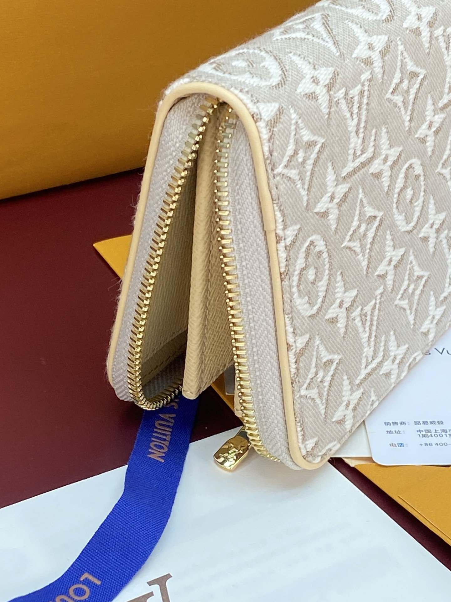 LV原單老花拉鍊長夾女士款米色刺繡設計時尚錢包| 5 LV原單老花拉鍊長夾女士款米色刺繡設計時尚錢包