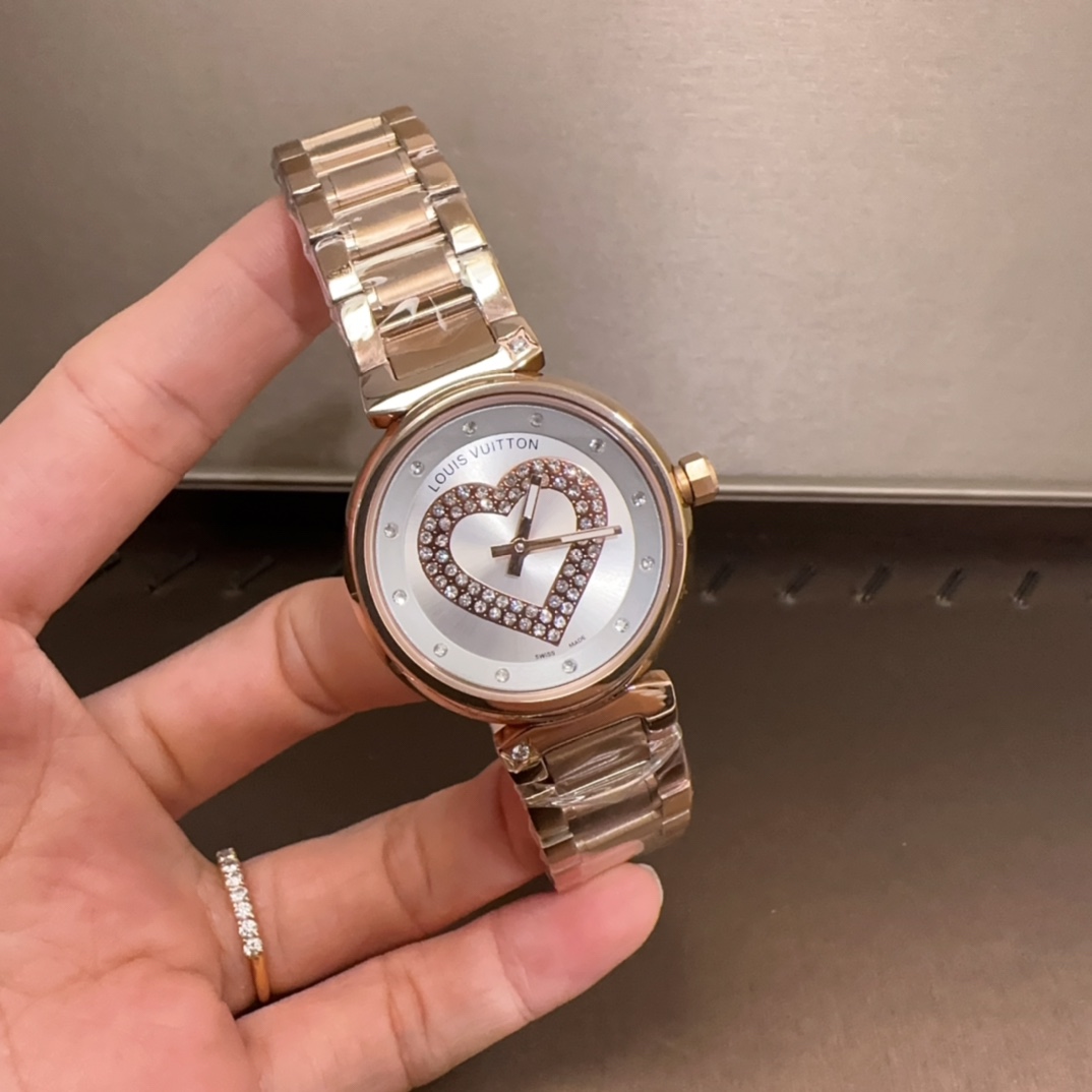 LV路易威登高仿手錶 愛心鑽飾設計優雅女士精品腕錶| 11 LV路易威登高仿手錶 愛心鑽飾設計優雅女士精品腕錶