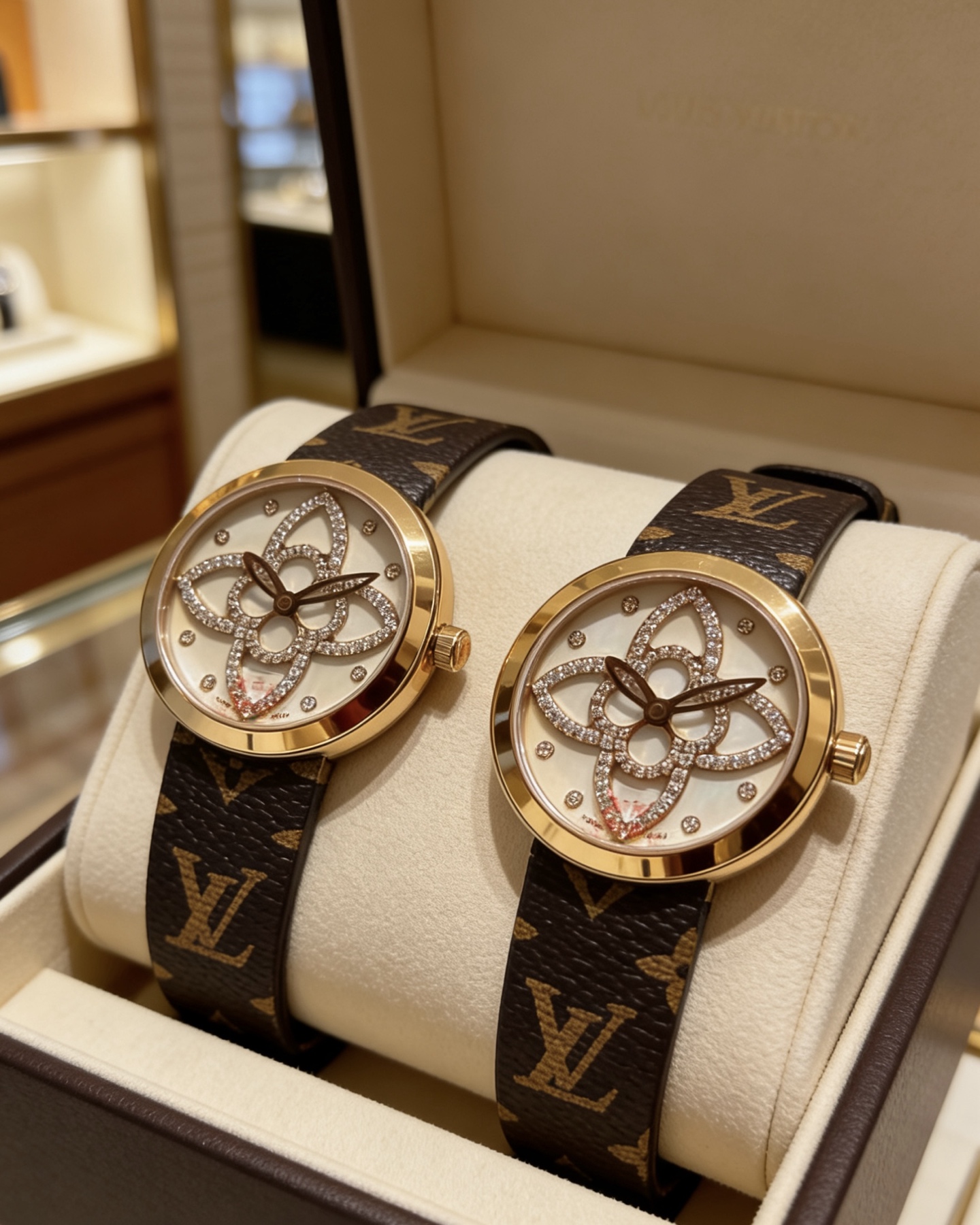 LV路易威登原單手錶 老花錶帶花型鑲鑽設計女士腕錶| 8 LV路易威登原單手錶 老花錶帶花型鑲鑽設計女士腕錶