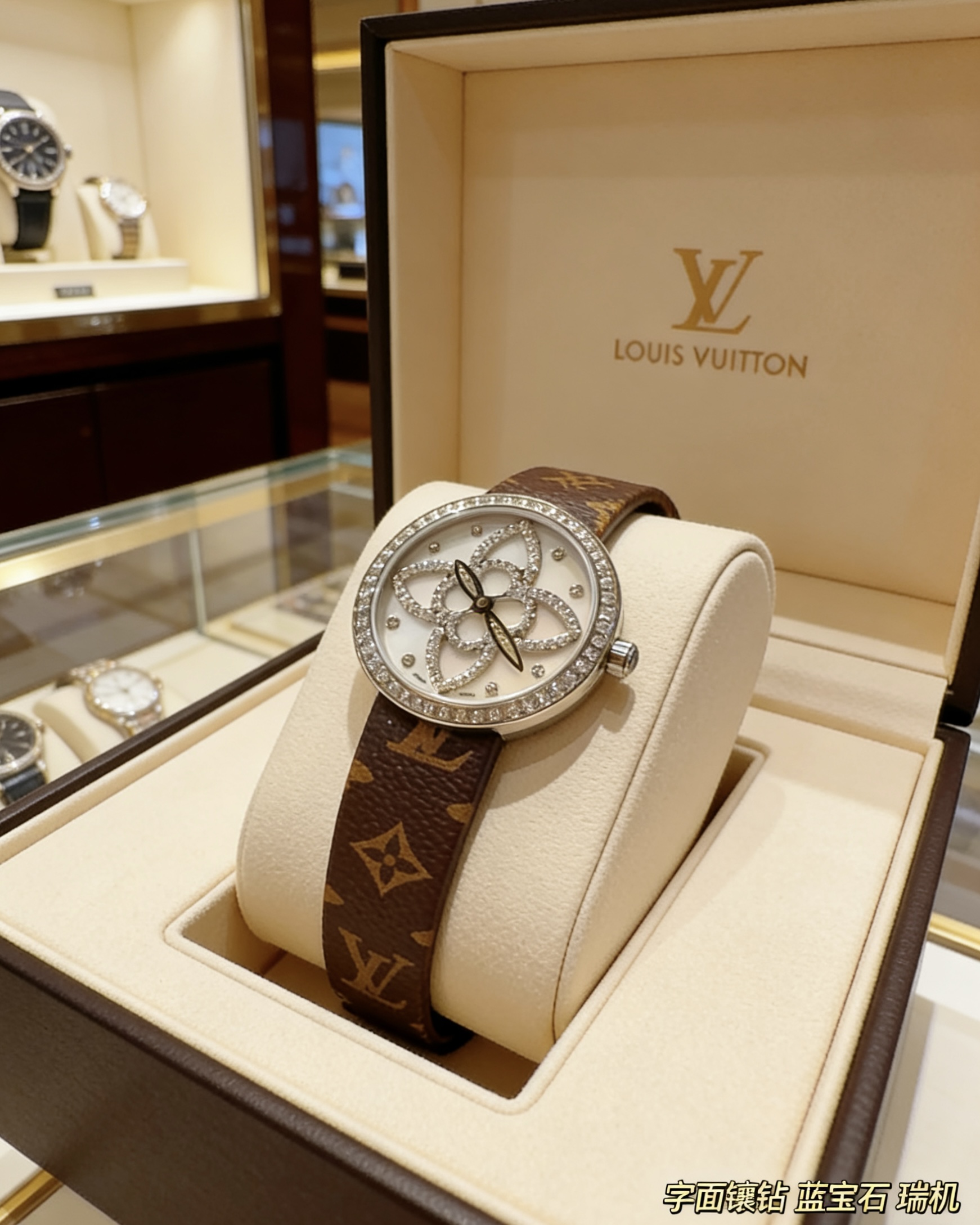 LV路易威登原單手錶 老花錶帶花型鑲鑽設計女士腕錶| 6 LV路易威登原單手錶 老花錶帶花型鑲鑽設計女士腕錶
