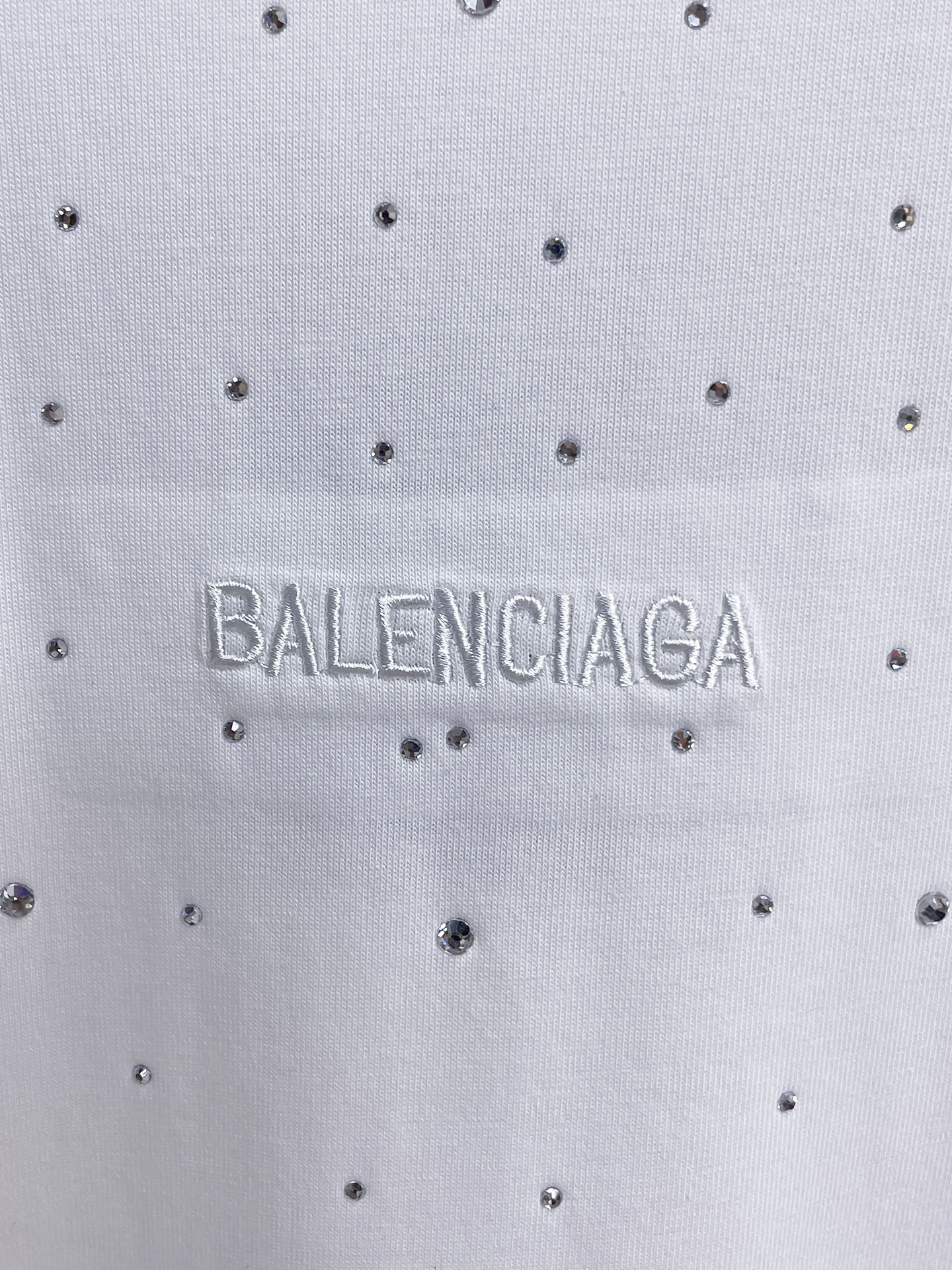BALENCIAGA 復刻男女款白色滿鑽短袖T恤 水鑽Logo寬鬆潮流上衣| 12 BALENCIAGA 復刻男女款白色滿鑽短袖T恤 水鑽Logo寬鬆潮流上衣