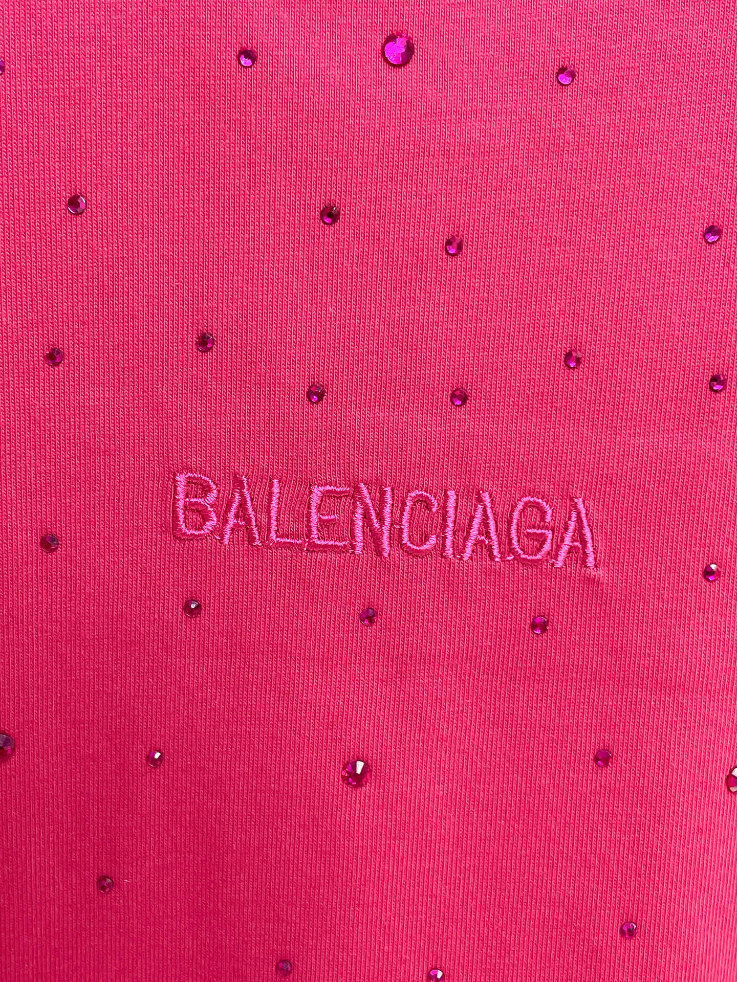 BALENCIAGA 高仿玫紅色滿鑽短袖T恤 水鑽Logo男女款寬鬆潮流上衣| 12 BALENCIAGA 高仿玫紅色滿鑽短袖T恤 水鑽Logo男女款寬鬆潮流上衣
