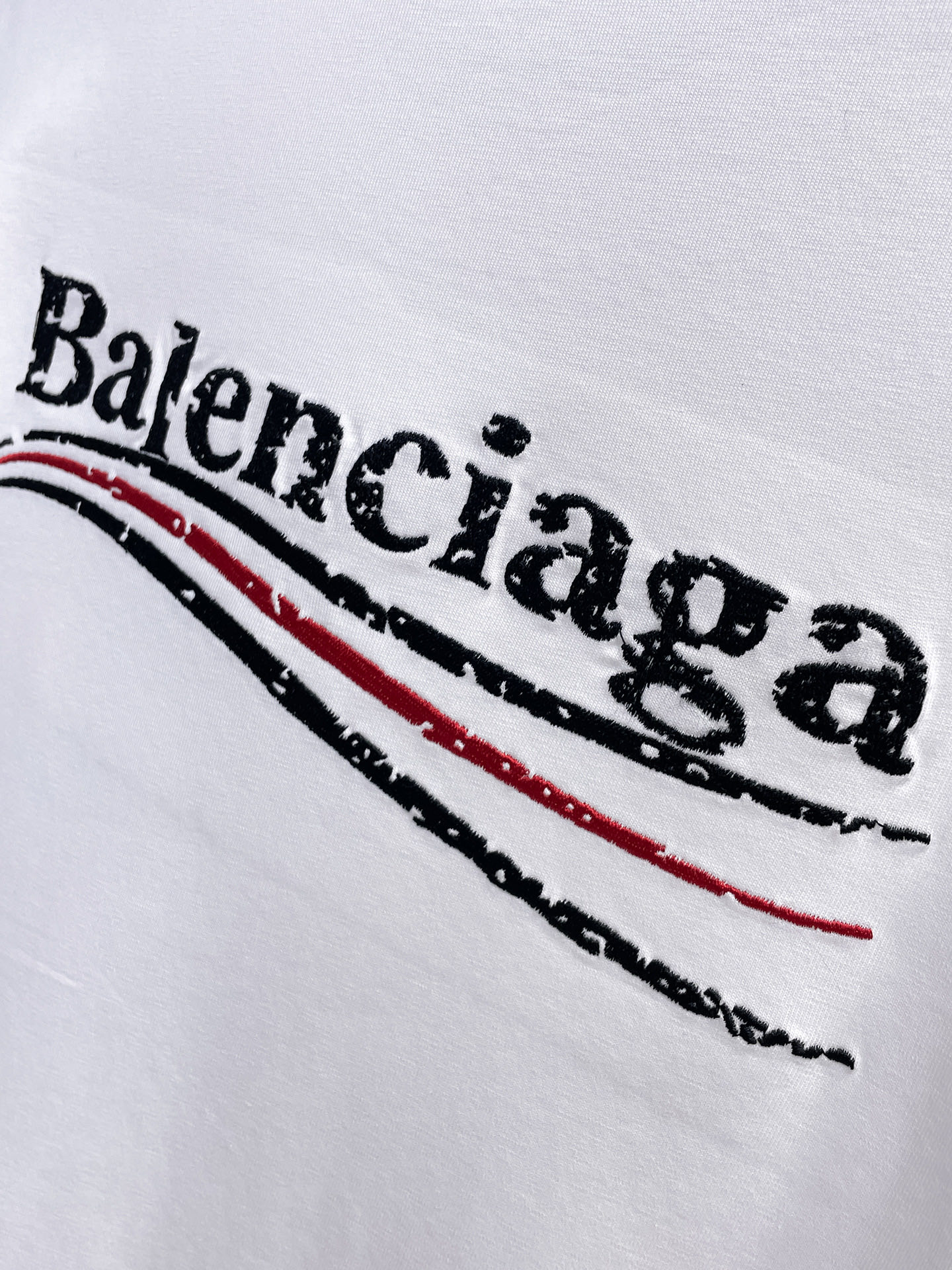 BALENCIAGA 原單白色刺繡Logo短袖T恤 男女款寬鬆圓領休閒上衣| 16 BALENCIAGA 原單白色刺繡Logo短袖T恤 男女款寬鬆圓領休閒上衣