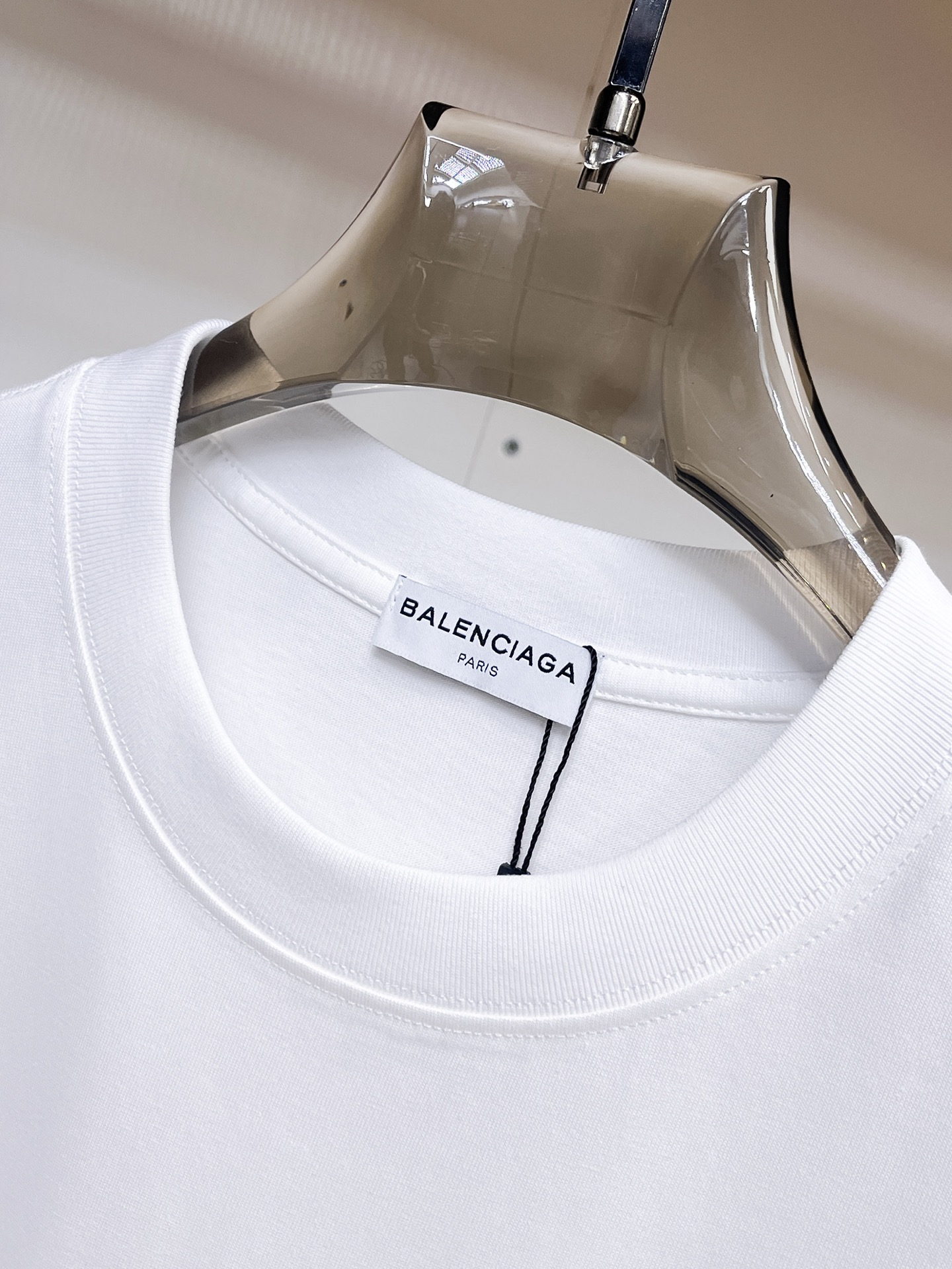 BALENCIAGA一比一男女款白色短袖T恤 幾何潑墨破洞做舊潮流上衣