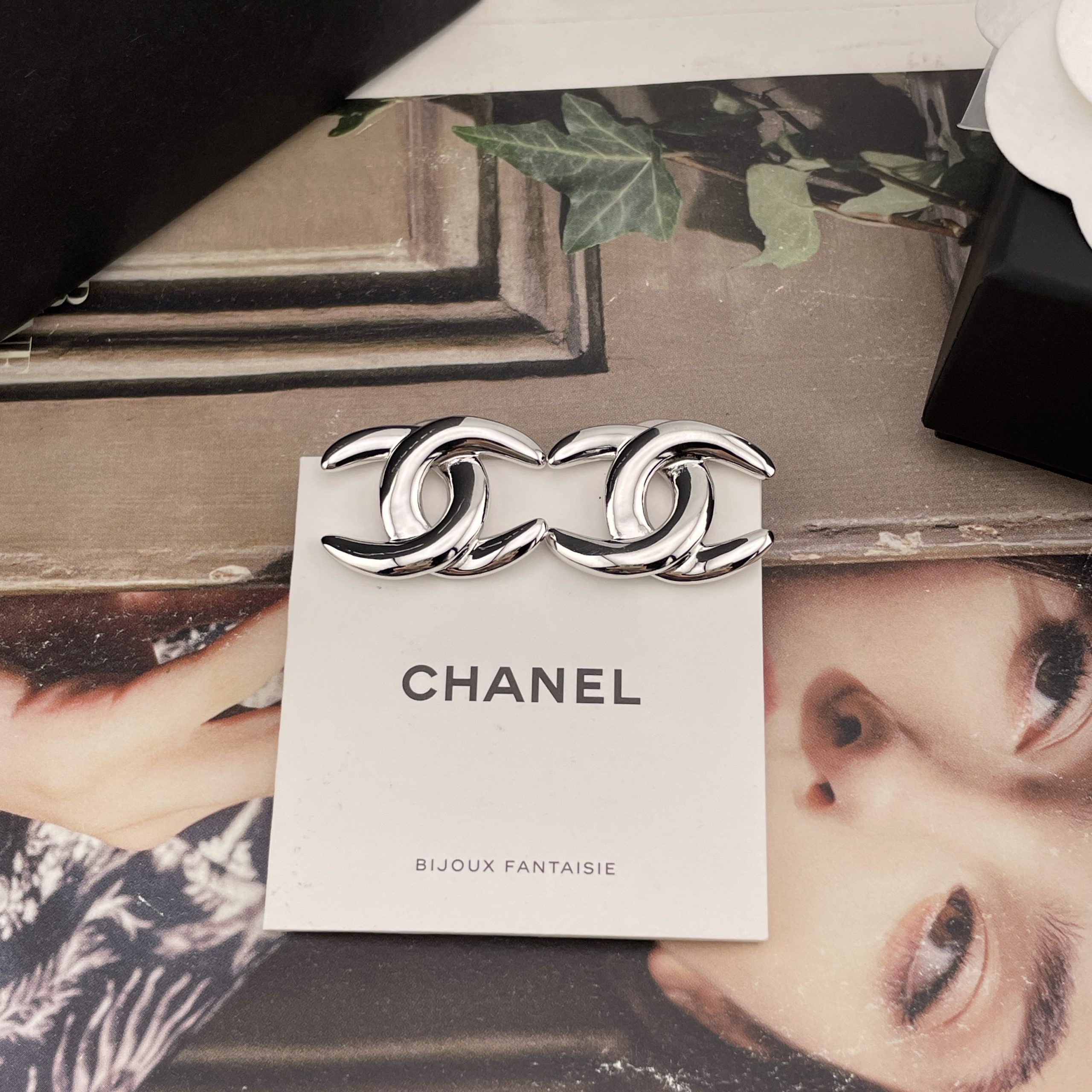 CHANEL原單女士立體雙C耳環 金銀雙色經典復古百搭耳飾