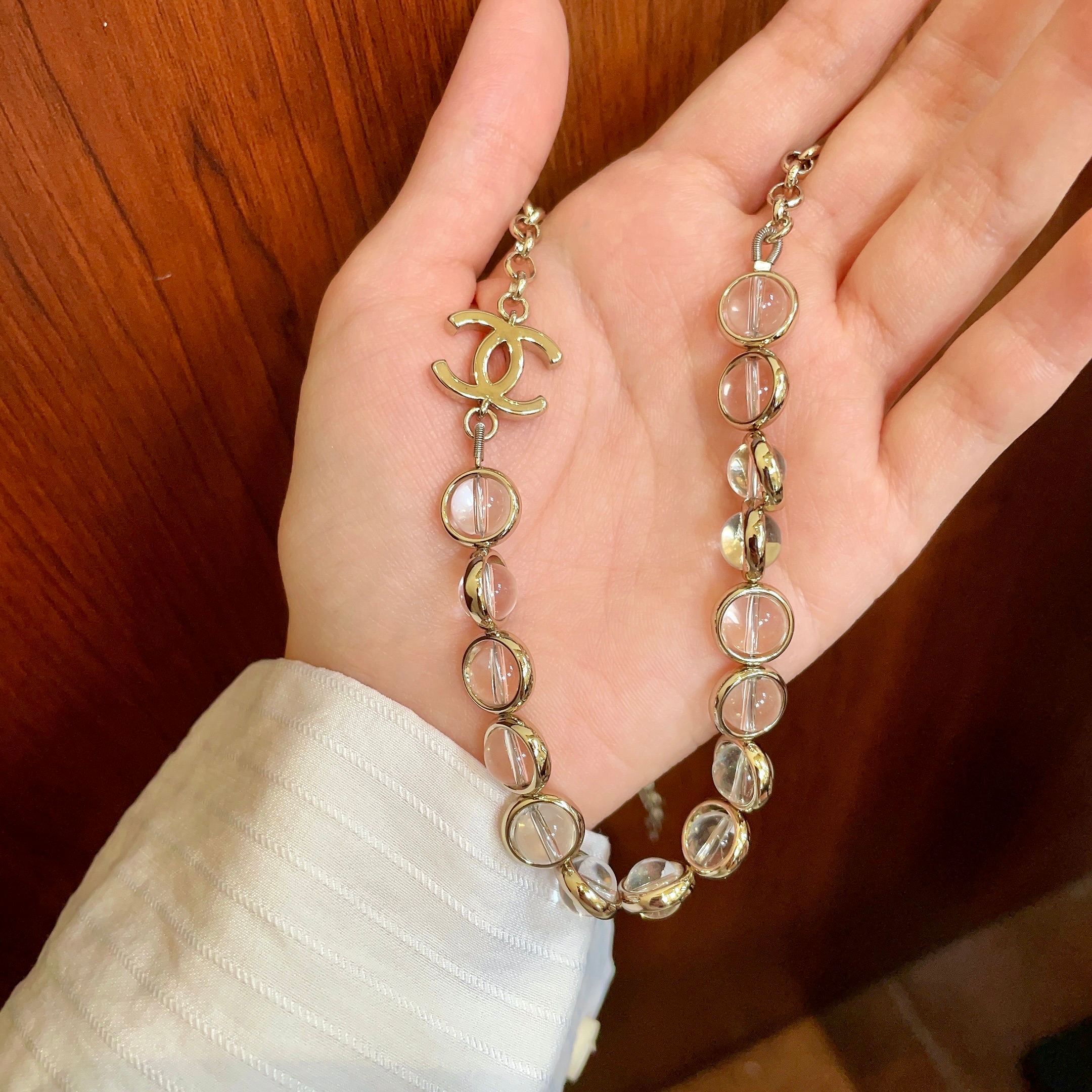 CHANEL 高仿 雙C透明水晶項鍊 女款精品飾品| 12 CHANEL 高仿 雙C透明水晶項鍊 女款精品飾品