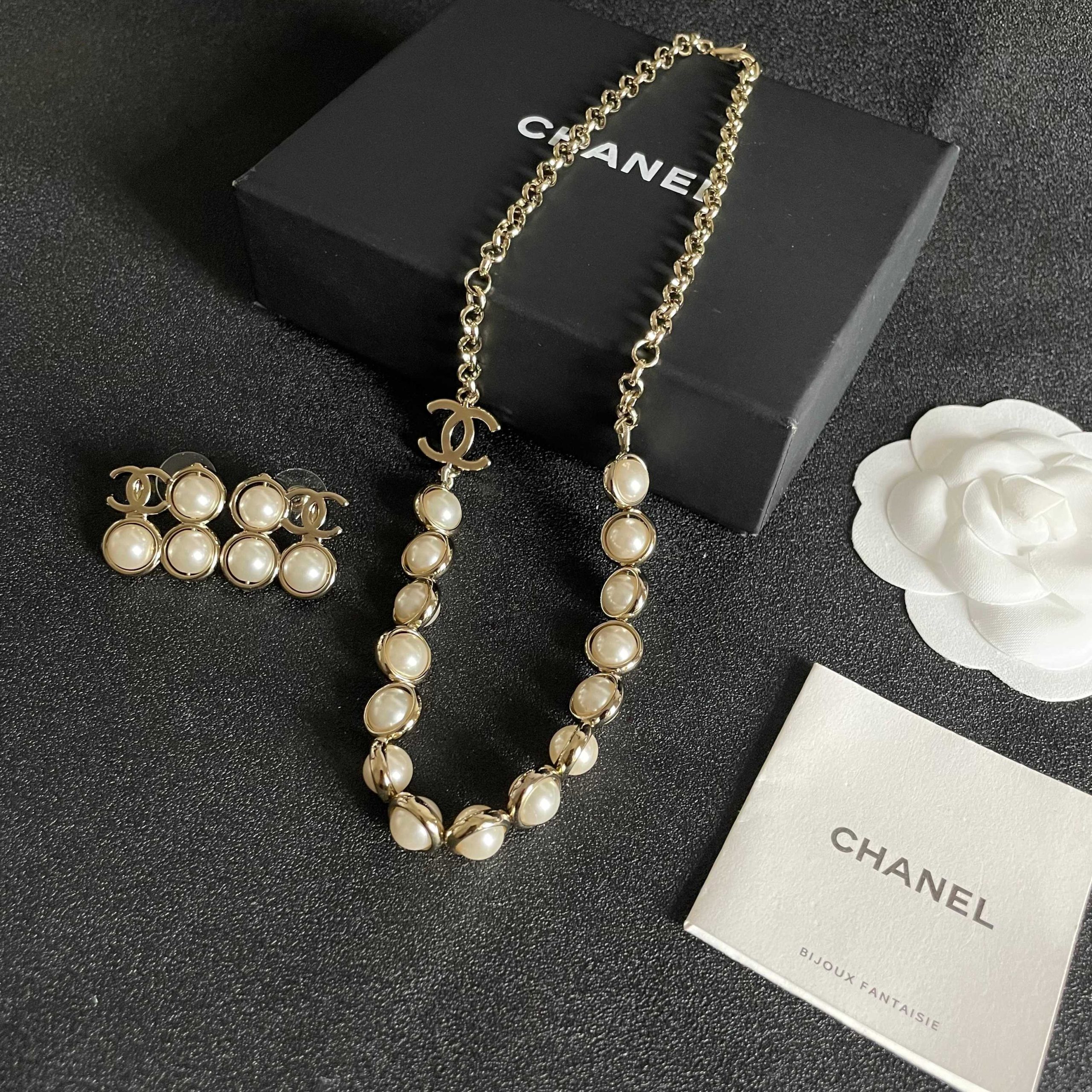 CHANEL 原單 雙C珍珠項鍊 法式復古鎖骨鏈 女款精品飾品