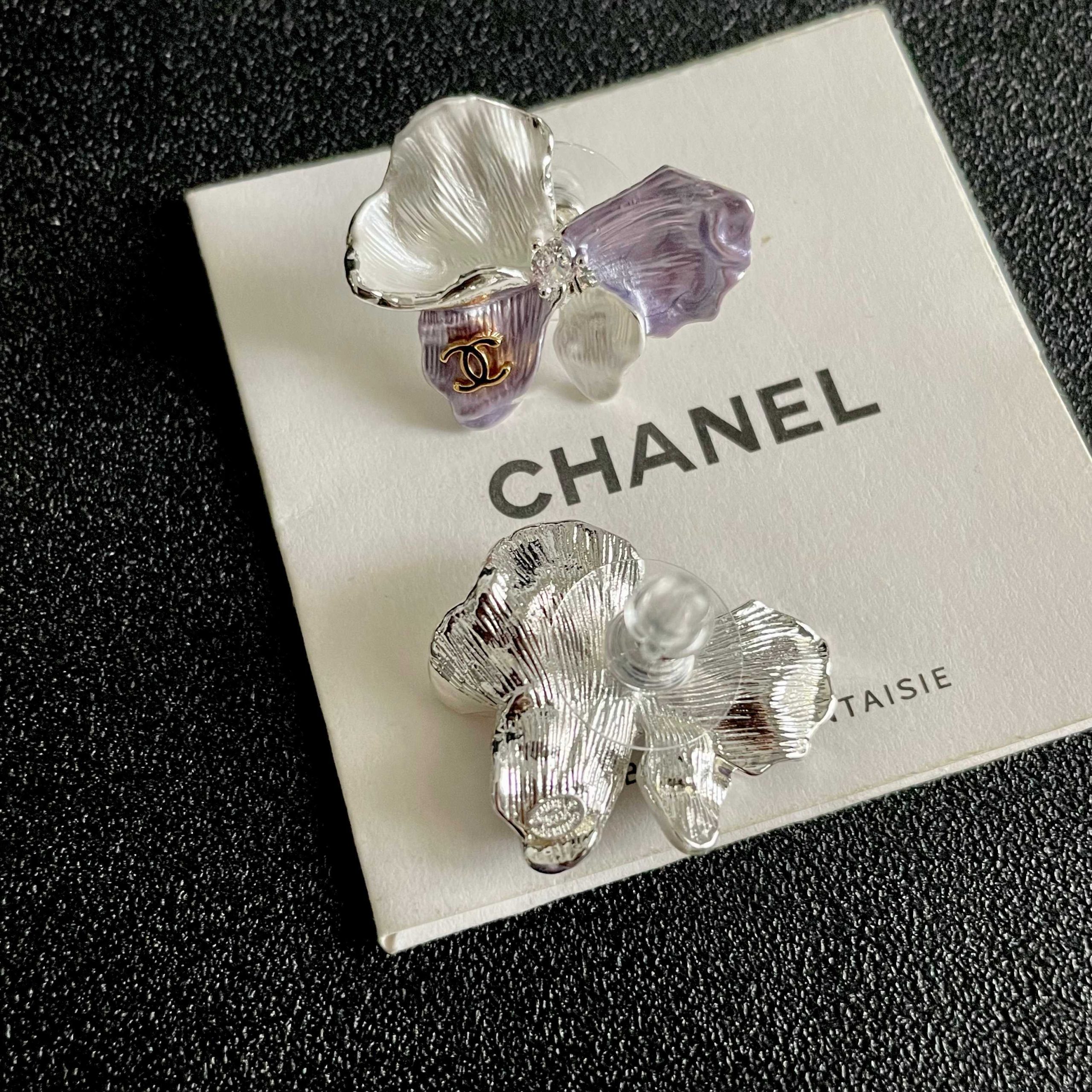 CHANEL 高仿香奈兒 紫白蘭花耳釘 漸層花朵耳環 女款飾品| 9 CHANEL 高仿香奈兒 紫白蘭花耳釘 漸層花朵耳環 女款飾品