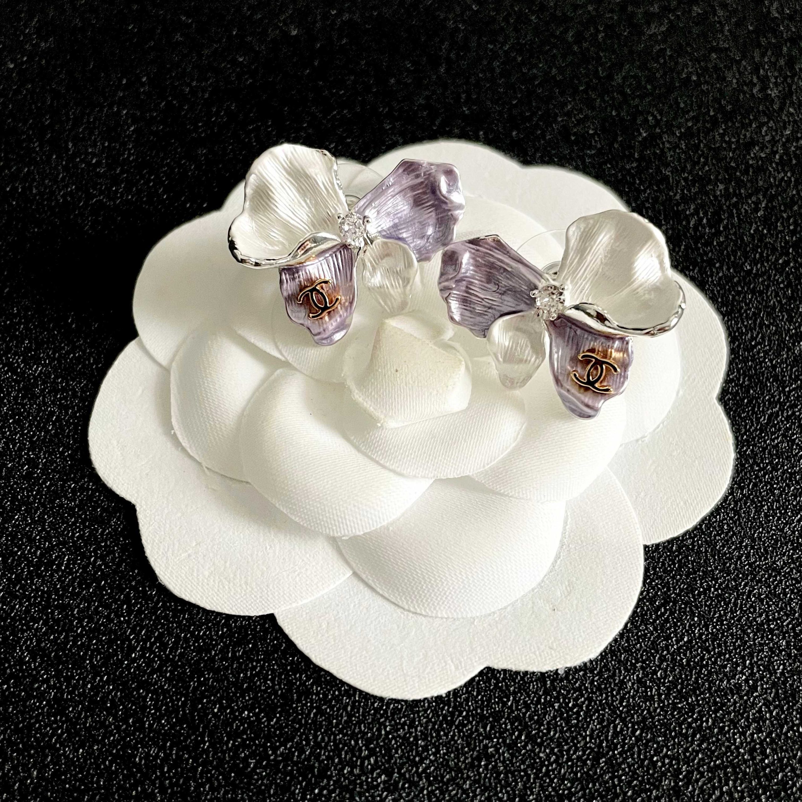 CHANEL 高仿香奈兒 紫白蘭花耳釘 漸層花朵耳環 女款飾品| 8 CHANEL 高仿香奈兒 紫白蘭花耳釘 漸層花朵耳環 女款飾品