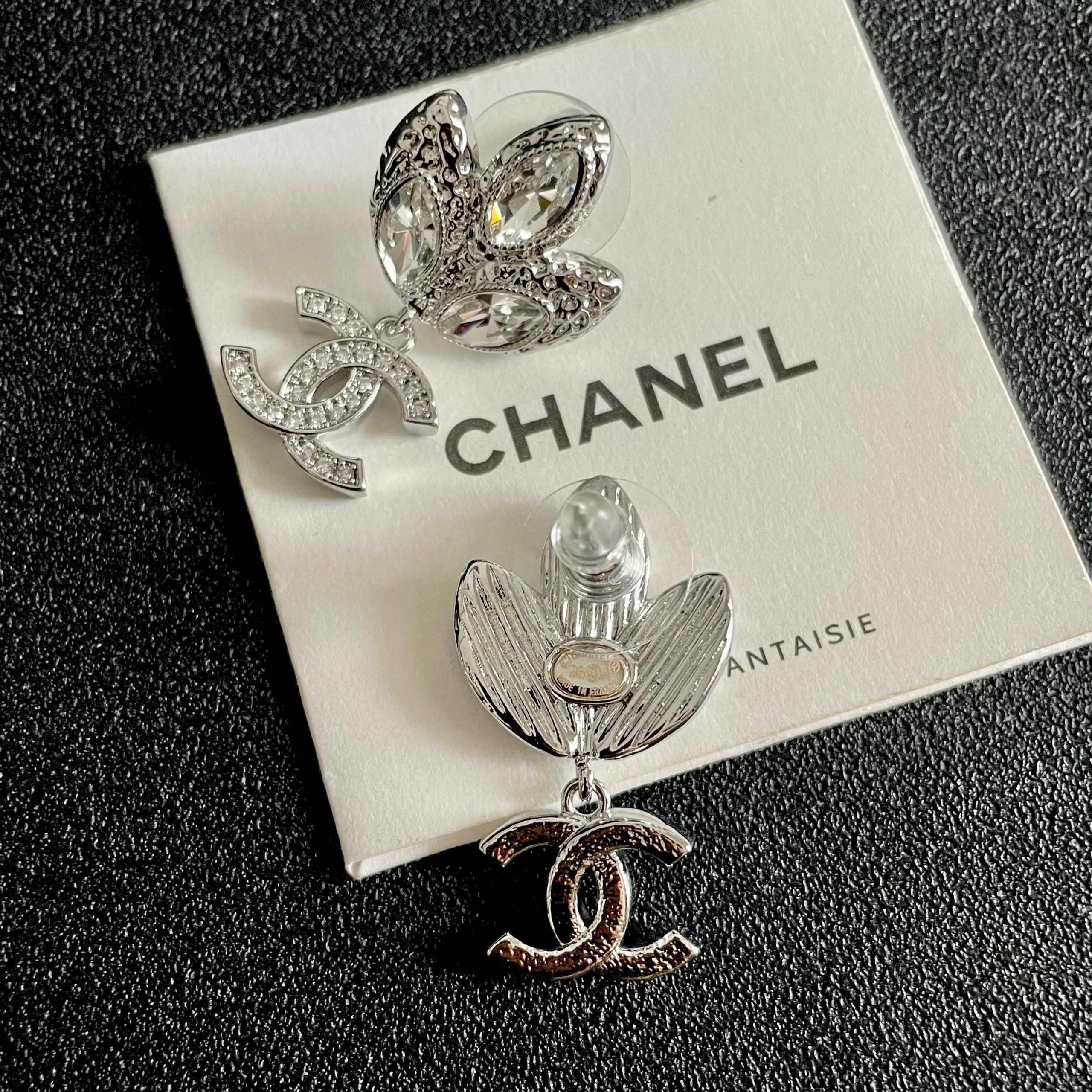 CHANEL 原單 香奈兒 滿鑽雙C垂墜耳環 水晶耳飾 女款精品| 9 CHANEL 原單 香奈兒 滿鑽雙C垂墜耳環 水晶耳飾 女款精品