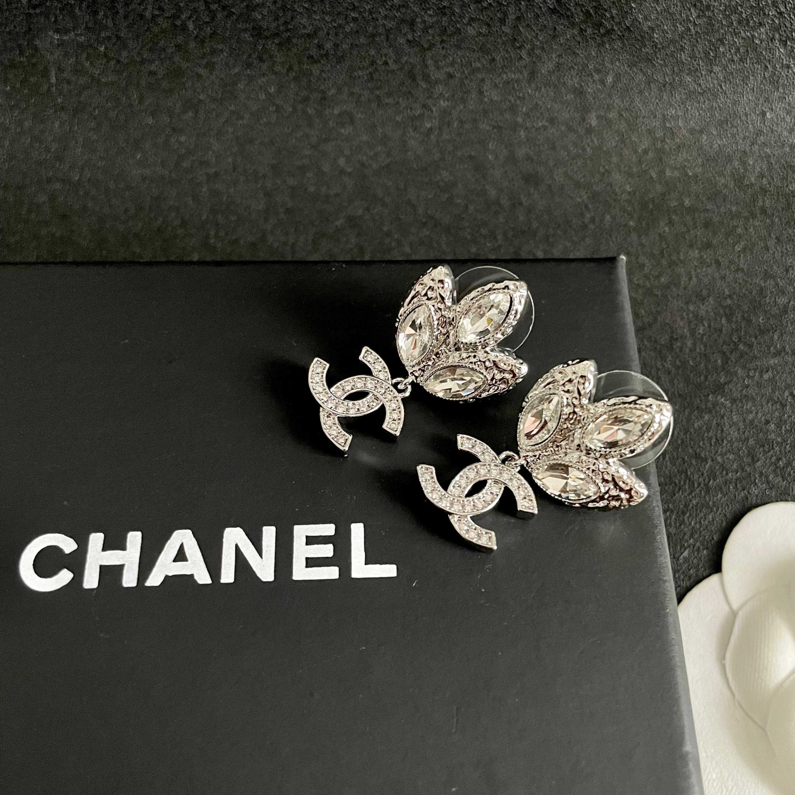 CHANEL 原單 香奈兒 滿鑽雙C垂墜耳環 水晶耳飾 女款精品| 7 CHANEL 原單 香奈兒 滿鑽雙C垂墜耳環 水晶耳飾 女款精品