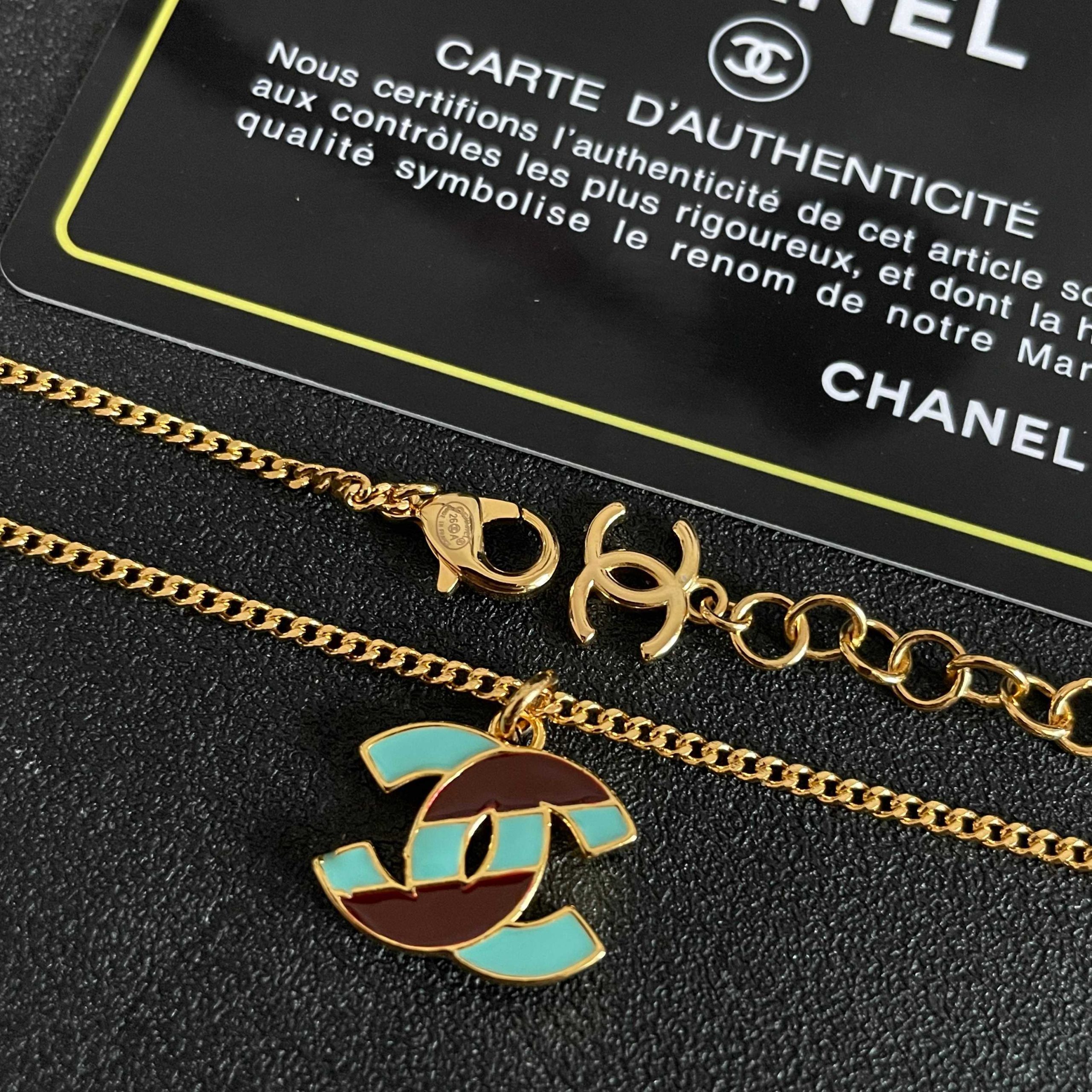 Chanel A貨 雙C琺瑯項鍊 綠色復古吊墜 精品女款飾品| 9 Chanel A貨 雙C琺瑯項鍊 綠色復古吊墜 精品女款飾品