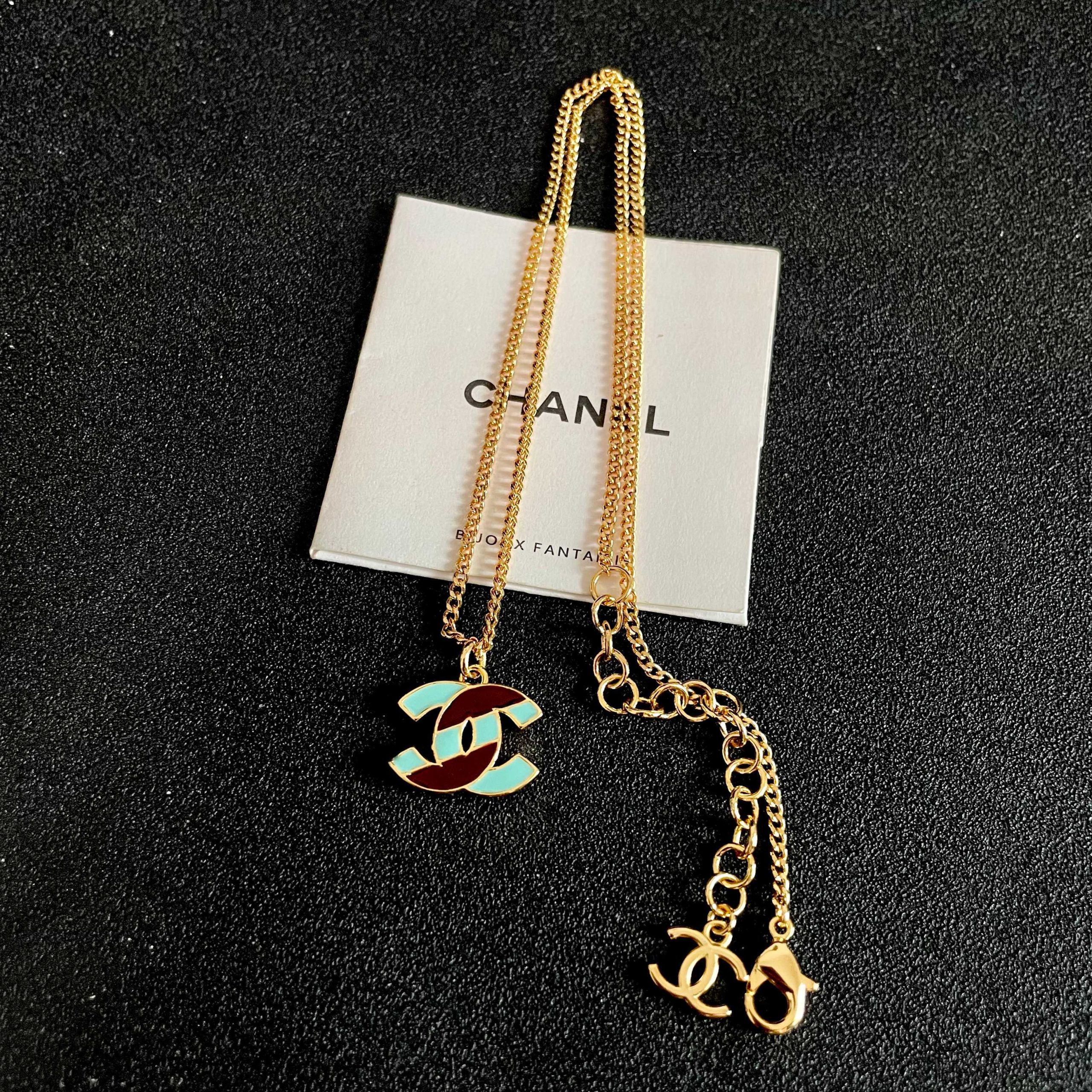 Chanel A貨 雙C琺瑯項鍊 綠色復古吊墜 精品女款飾品| 7 Chanel A貨 雙C琺瑯項鍊 綠色復古吊墜 精品女款飾品