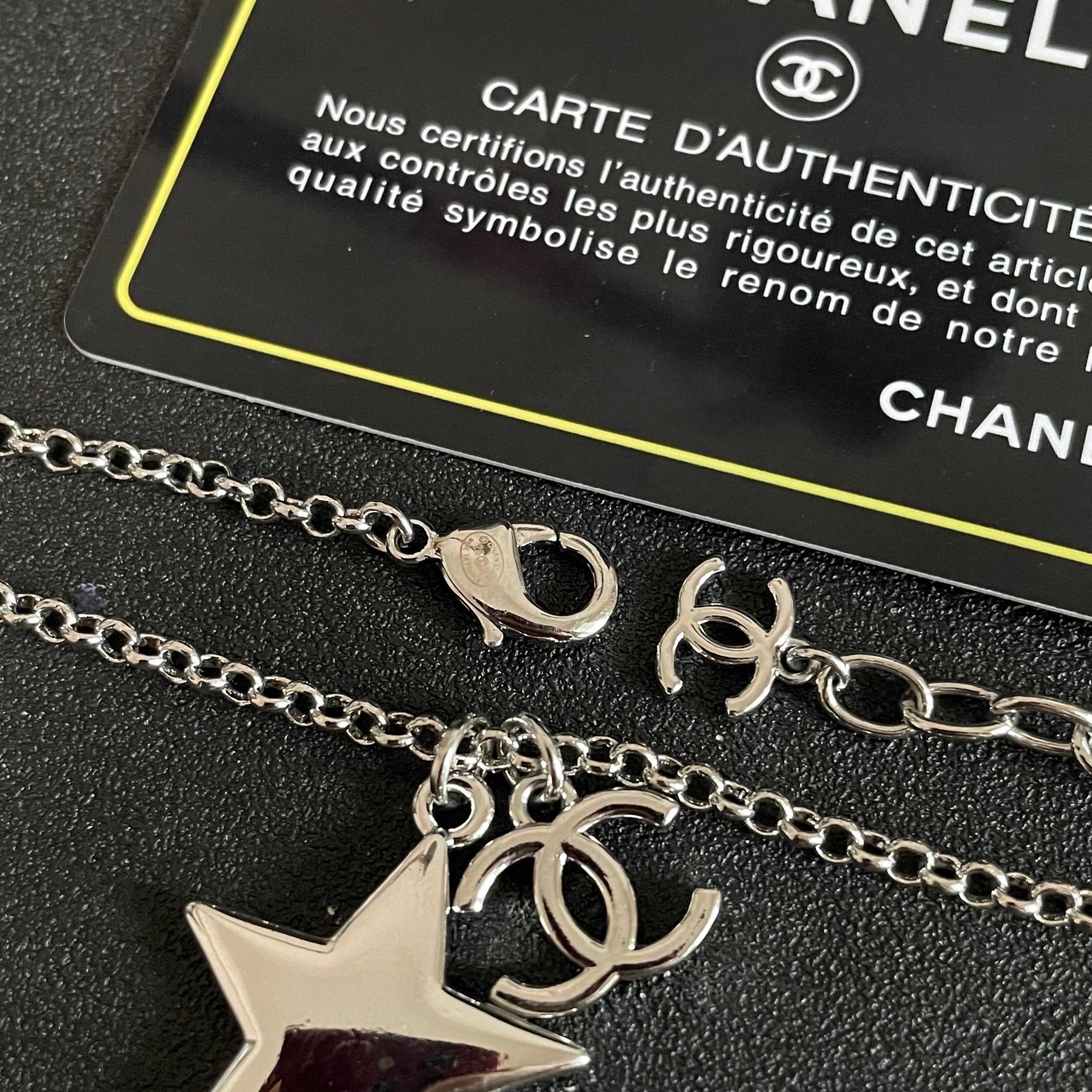 CHANEL高仿女士星星雙C吊墜項鍊 復古銀色百搭精品飾品| 9 CHANEL高仿女士星星雙C吊墜項鍊 復古銀色百搭精品飾品