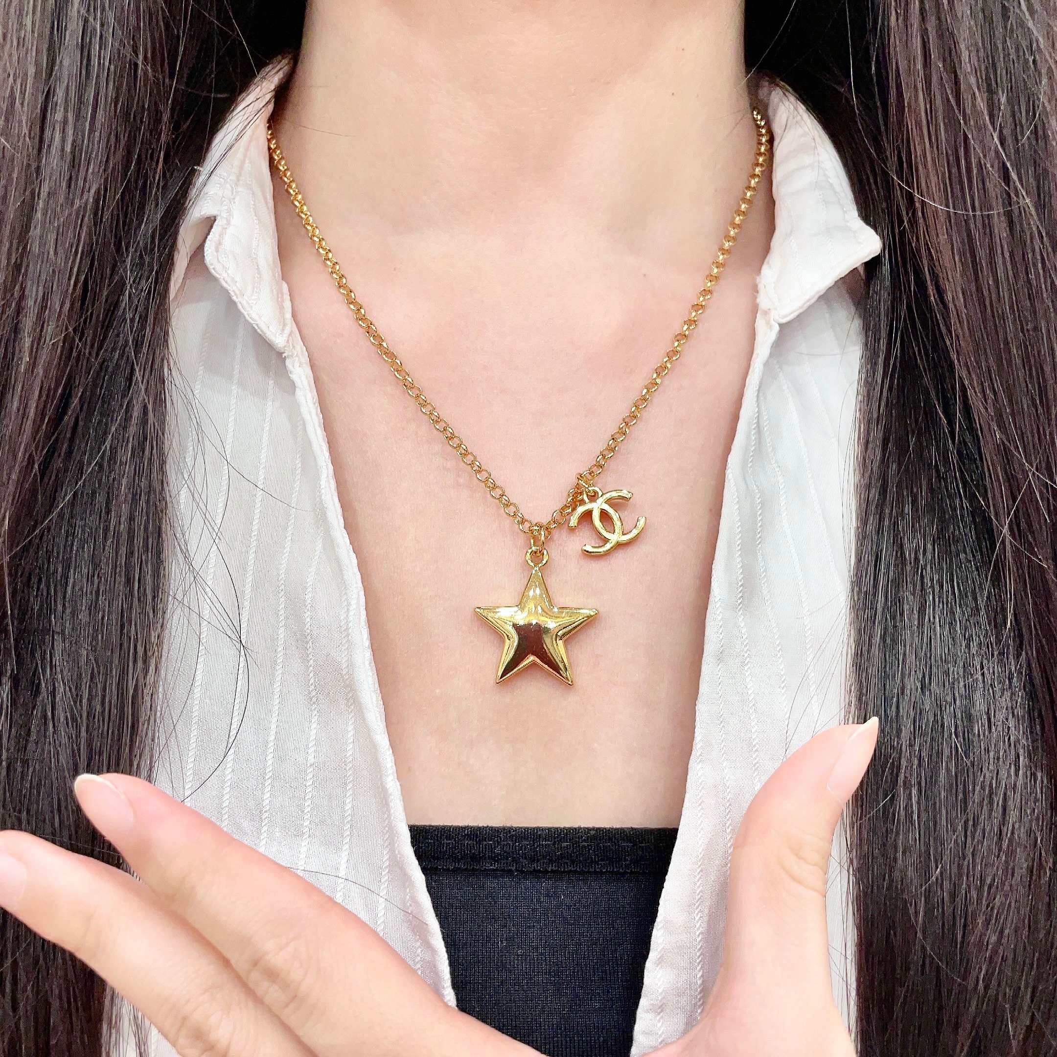CHANEL一比一女士金色星星雙C項鍊 法式復古氣質百搭鎖骨鏈| 14 CHANEL一比一女士金色星星雙C項鍊 法式復古氣質百搭鎖骨鏈