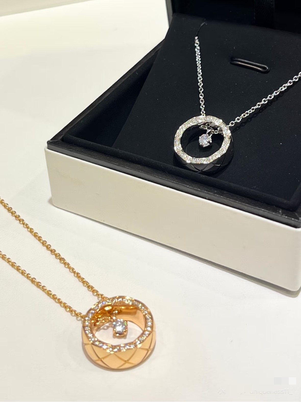 CHANEL高仿女士圓環鑲鑽項鍊 金銀雙色精緻吊墜百搭鎖骨鏈| 14 CHANEL高仿女士圓環鑲鑽項鍊 金銀雙色精緻吊墜百搭鎖骨鏈