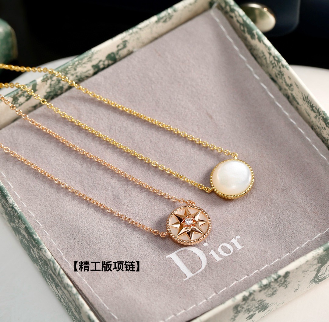 DIOR高仿女士羅盤星芒圓牌項鍊金色玫瑰金水鑽鎖骨鏈精緻百搭款| 9 DIOR高仿女士羅盤星芒圓牌項鍊金色玫瑰金水鑽鎖骨鏈精緻百搭款