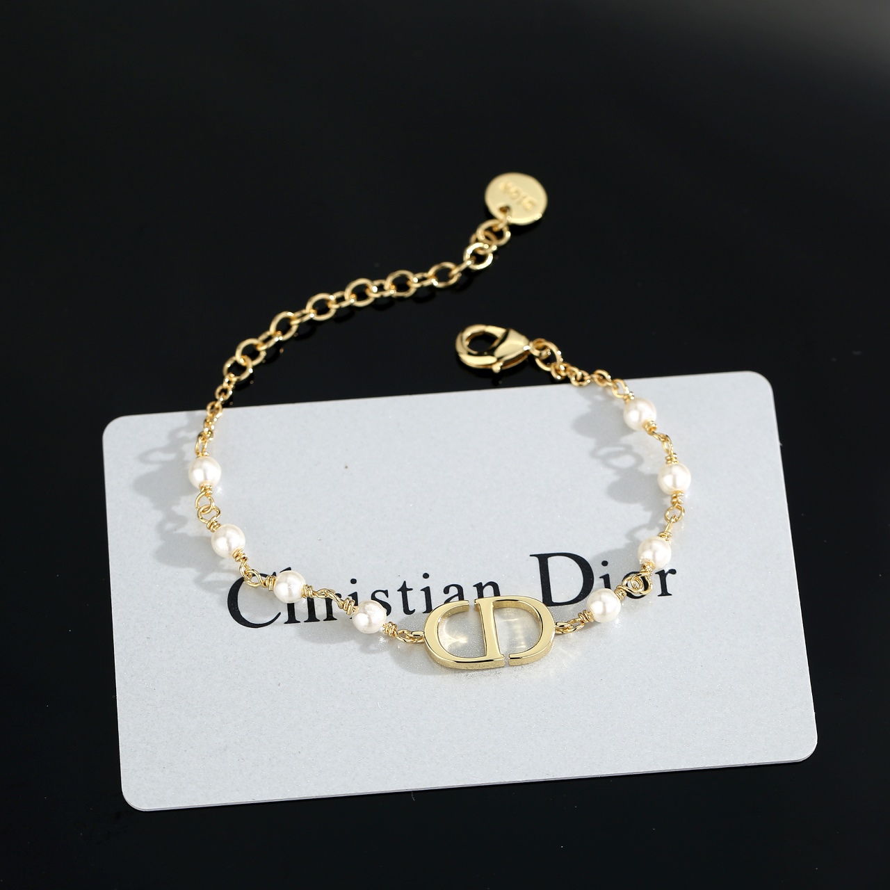 DIOR A貨女士金色CD珍珠手鍊細鏈可調節設計簡約優雅日常百搭款| 2 DIOR A貨女士金色CD珍珠手鍊細鏈可調節設計簡約優雅日常百搭款