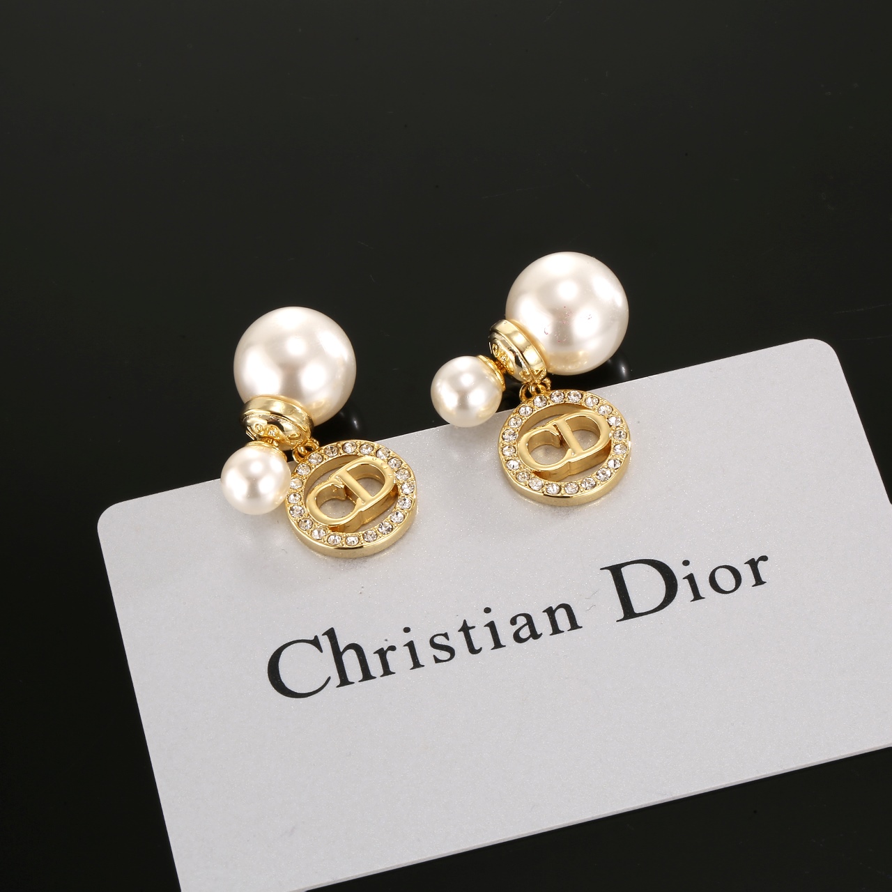 原單Dior CD珍珠耳環 滿鑽圓環字母雙面珍珠耳飾| 9 原單Dior CD珍珠耳環 滿鑽圓環字母雙面珍珠耳飾