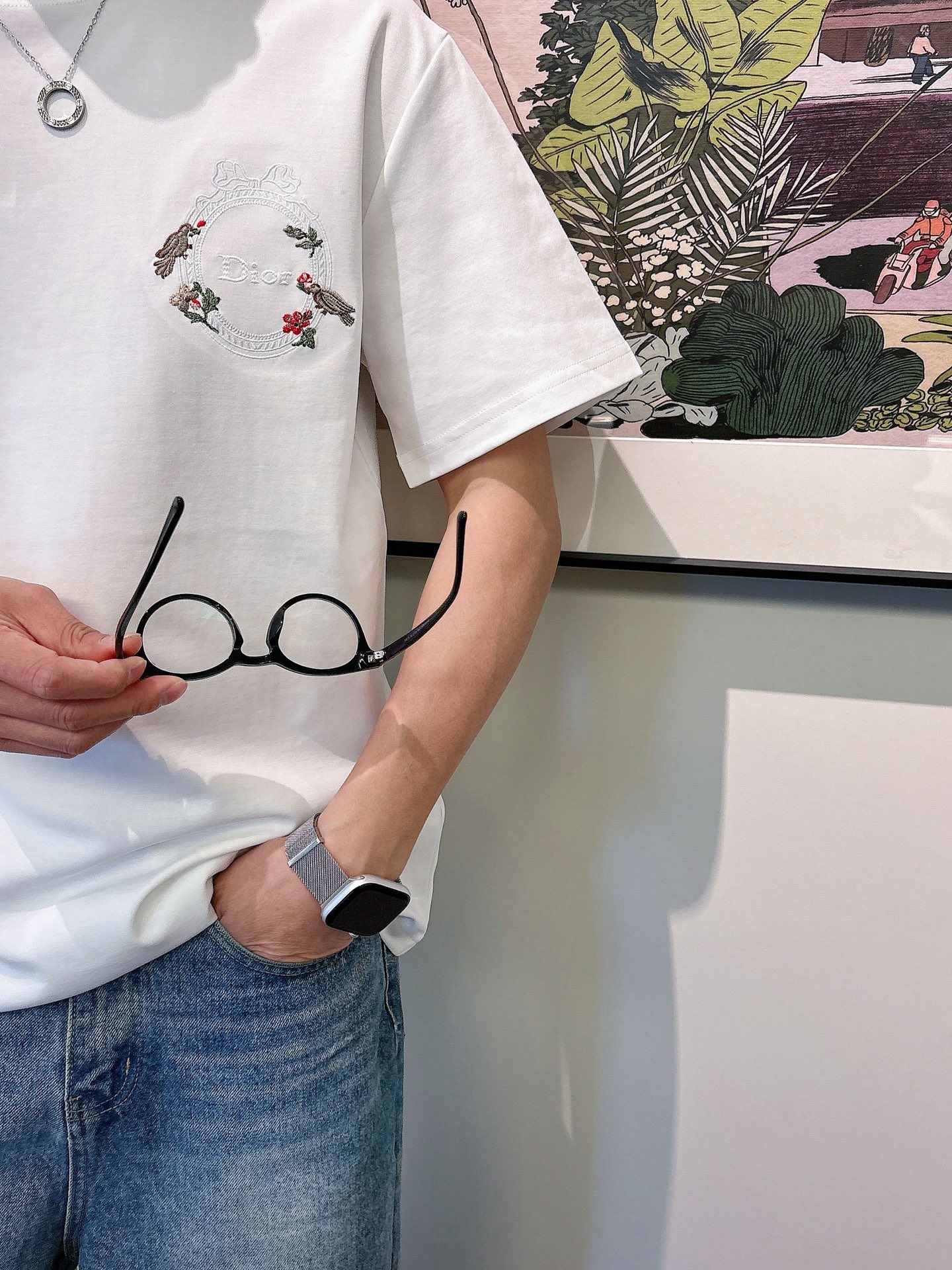 一比一Dior迪奧花卉刺繡白色短袖T恤 寬鬆圓領休閒上衣| 10 一比一Dior迪奧花卉刺繡白色短袖T恤 寬鬆圓領休閒上衣