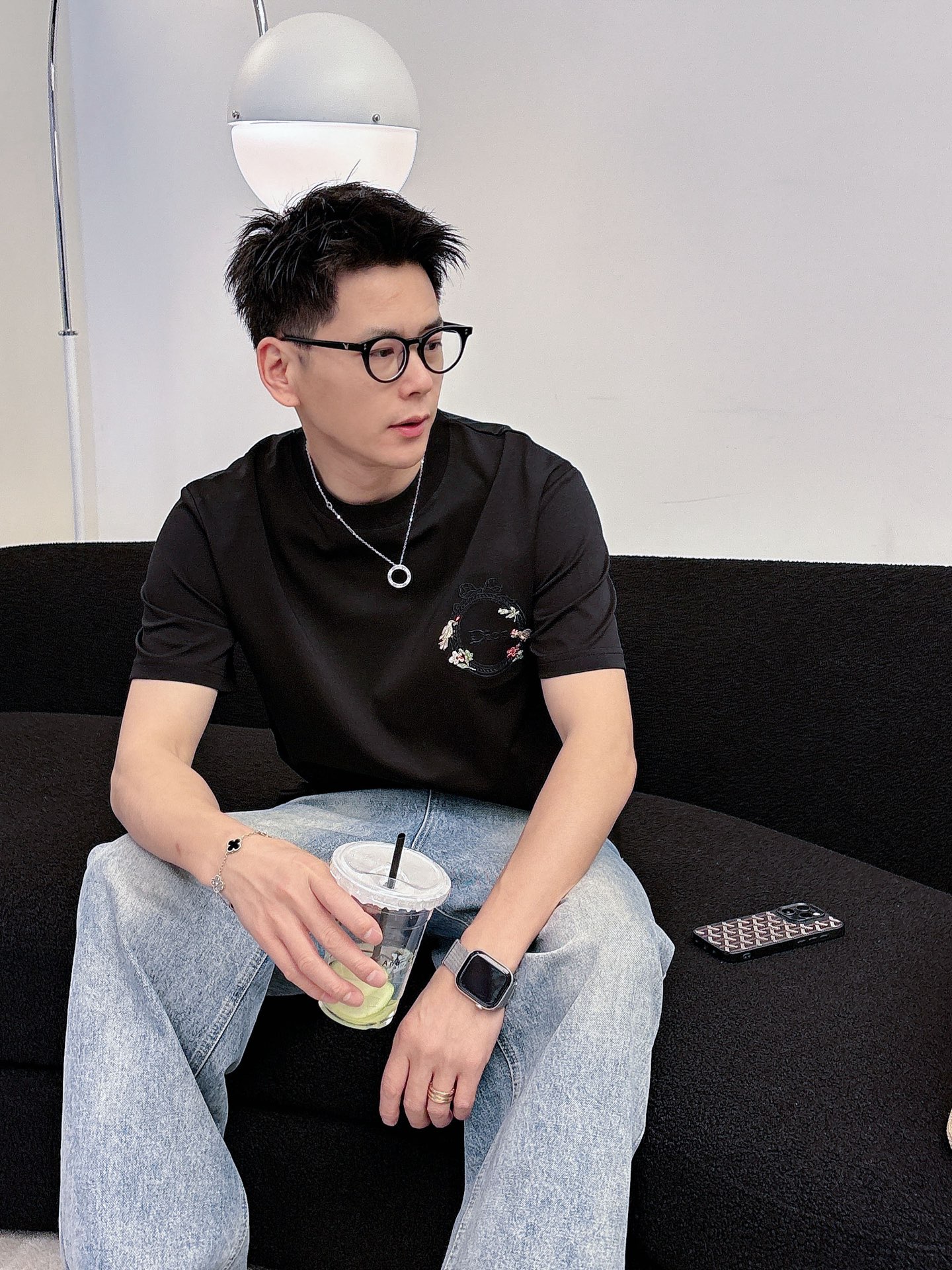 原單Dior迪奧花卉刺繡黑色短袖T恤 寬鬆男女休閒上衣| 9 原單Dior迪奧花卉刺繡黑色短袖T恤 寬鬆男女休閒上衣