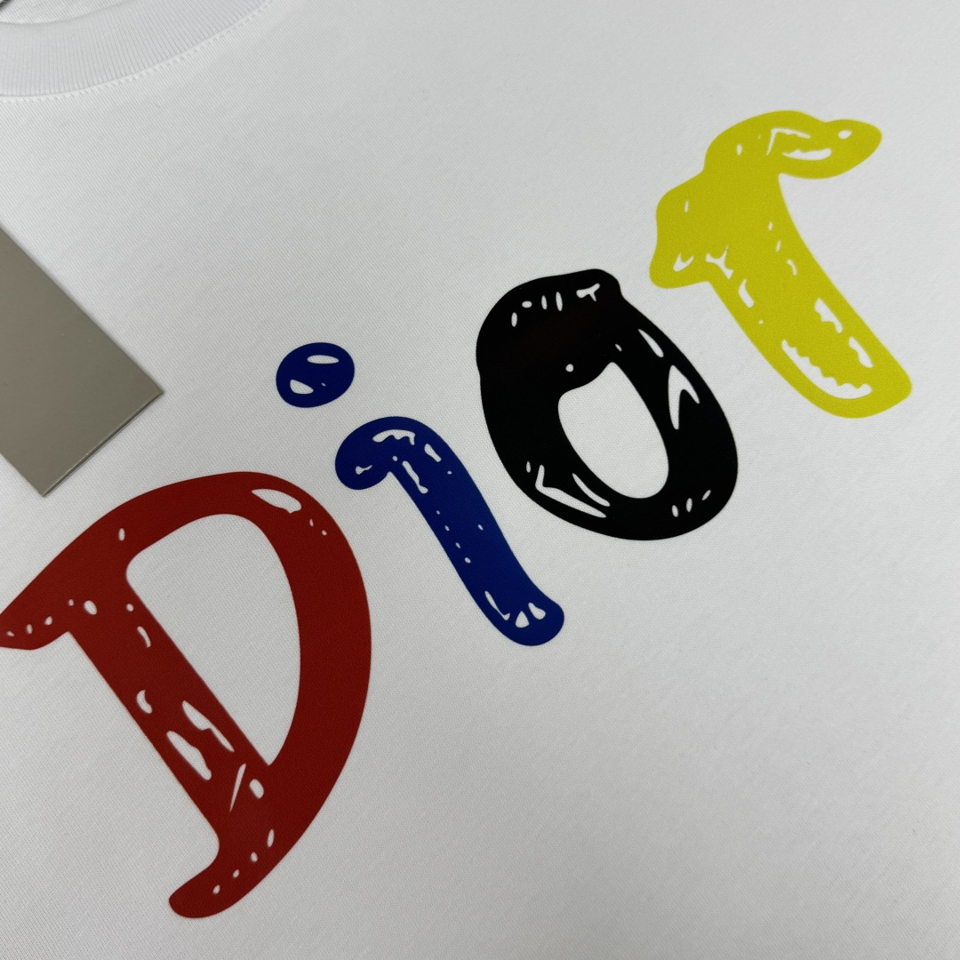 原單Dior迪奧短袖T恤 白色彩色字母Logo印花圓領男款上衣| 10 原單Dior迪奧短袖T恤 白色彩色字母Logo印花圓領男款上衣