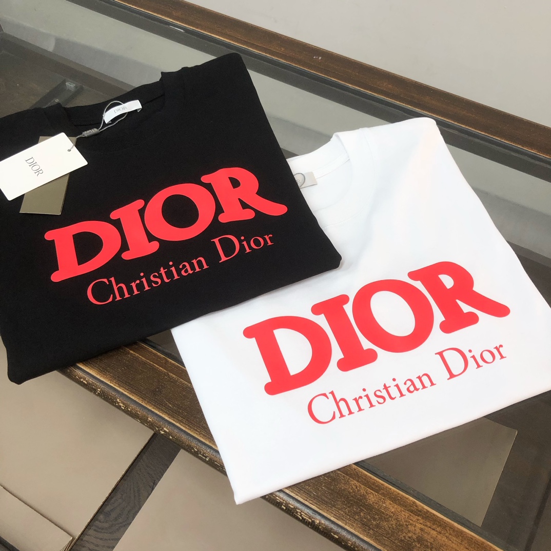 原單Dior迪奧白色短袖T恤 紅色Christian Dior字母Logo男裝| 14 原單Dior迪奧白色短袖T恤 紅色Christian Dior字母Logo男裝