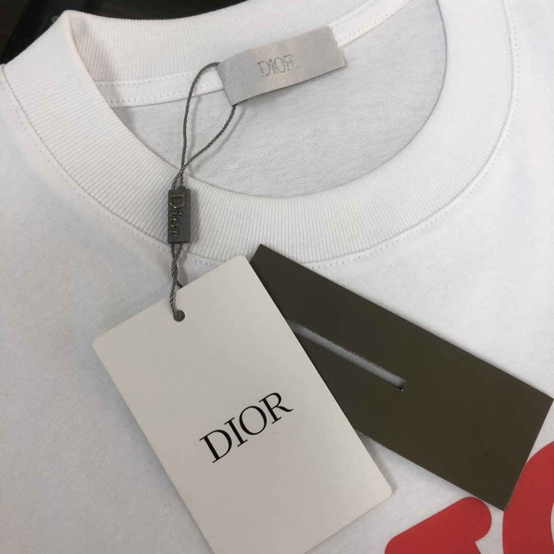 原單Dior迪奧白色短袖T恤 紅色Christian Dior字母Logo男裝| 12 原單Dior迪奧白色短袖T恤 紅色Christian Dior字母Logo男裝