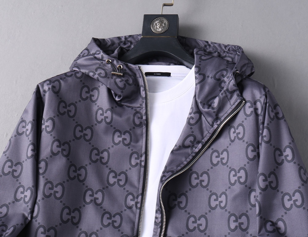 GUCCI 原單雙G滿版連帽外套 男士拉鍊休閒夾克潮流薄款| 13 GUCCI 原單雙G滿版連帽外套 男士拉鍊休閒夾克潮流薄款