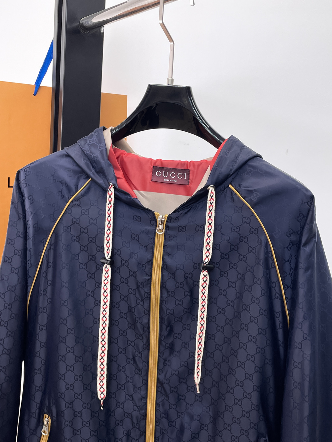 GUCCI 原單藍色滿版LOGO外套 男士連帽拉鍊休閒夾克| 11 GUCCI 原單藍色滿版LOGO外套 男士連帽拉鍊休閒夾克