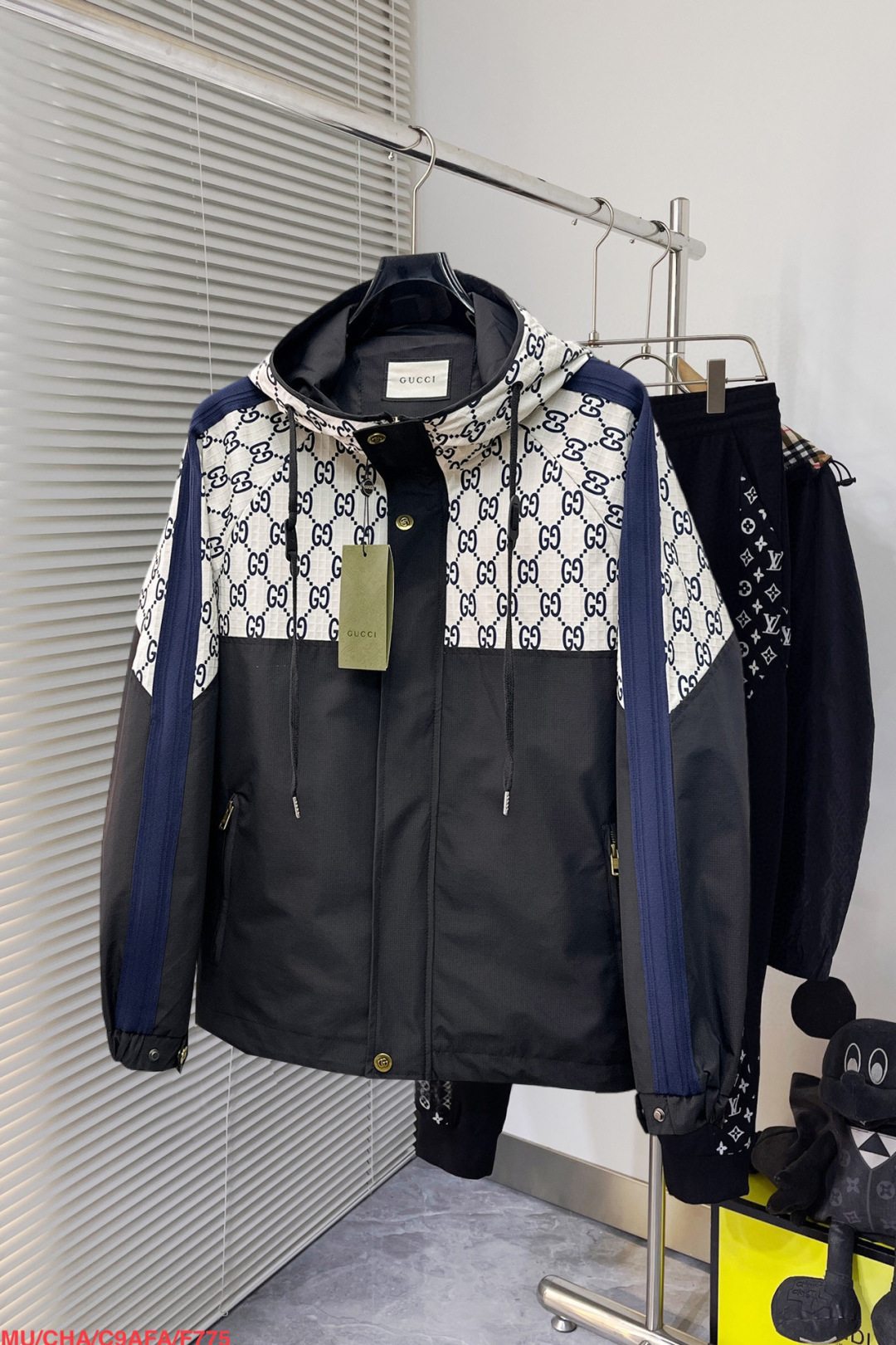 GUCCI A貨拼色連帽外套 男士雙G印花防風夾克潮流款| 3 GUCCI A貨拼色連帽外套 男士雙G印花防風夾克潮流款