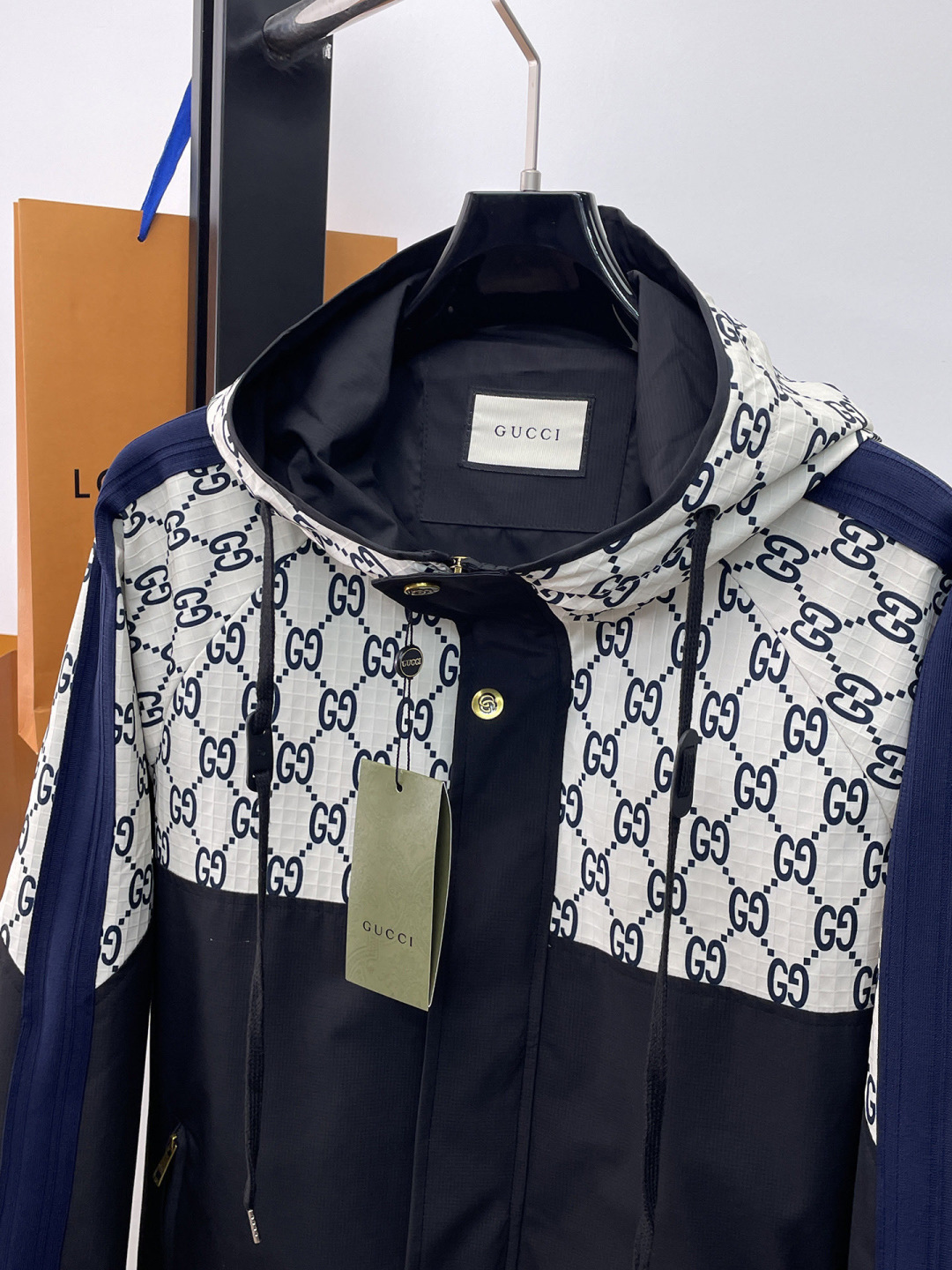 GUCCI A貨拼色連帽外套 男士雙G印花防風夾克潮流款| 11 GUCCI A貨拼色連帽外套 男士雙G印花防風夾克潮流款
