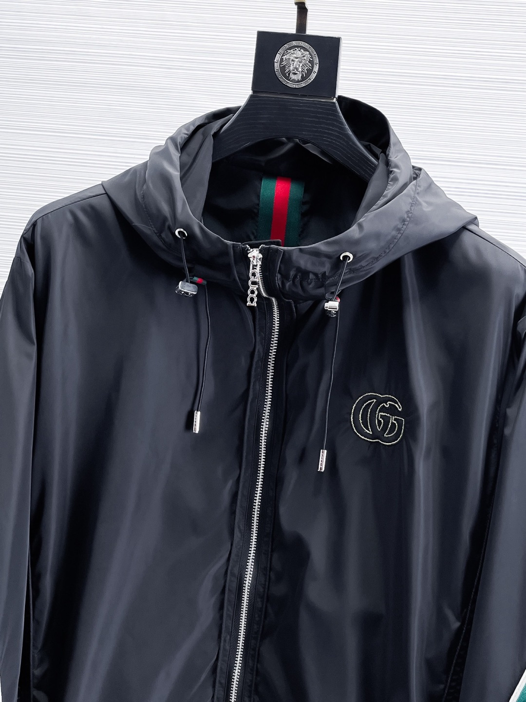 GUCCI 一比一黑色連帽外套 男士條紋織帶拉鍊夾克潮流款| 15 GUCCI 一比一黑色連帽外套 男士條紋織帶拉鍊夾克潮流款