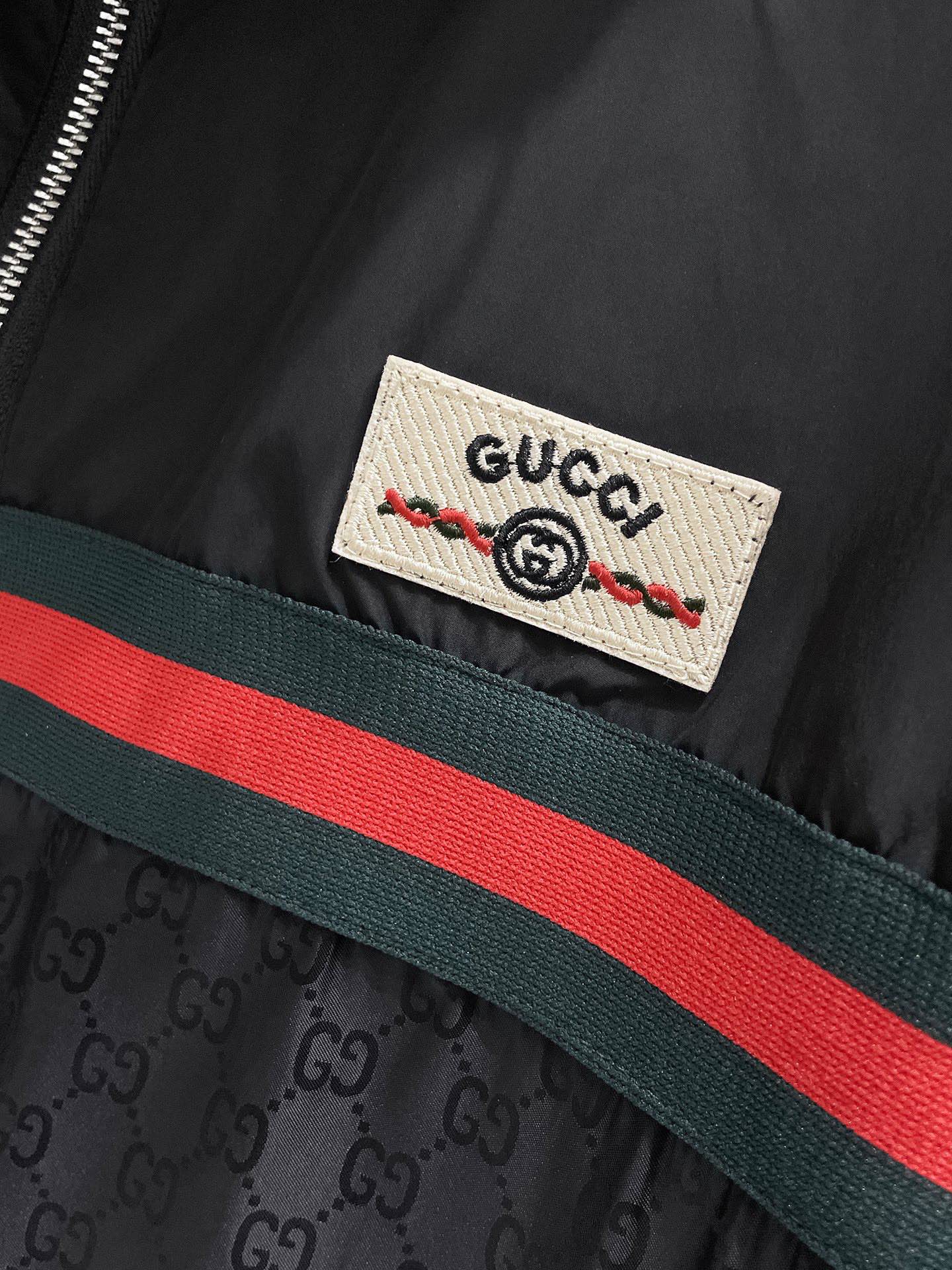 GUCCI 復刻拼接外套 男士紅綠條紋雙G連帽拉鍊夾克