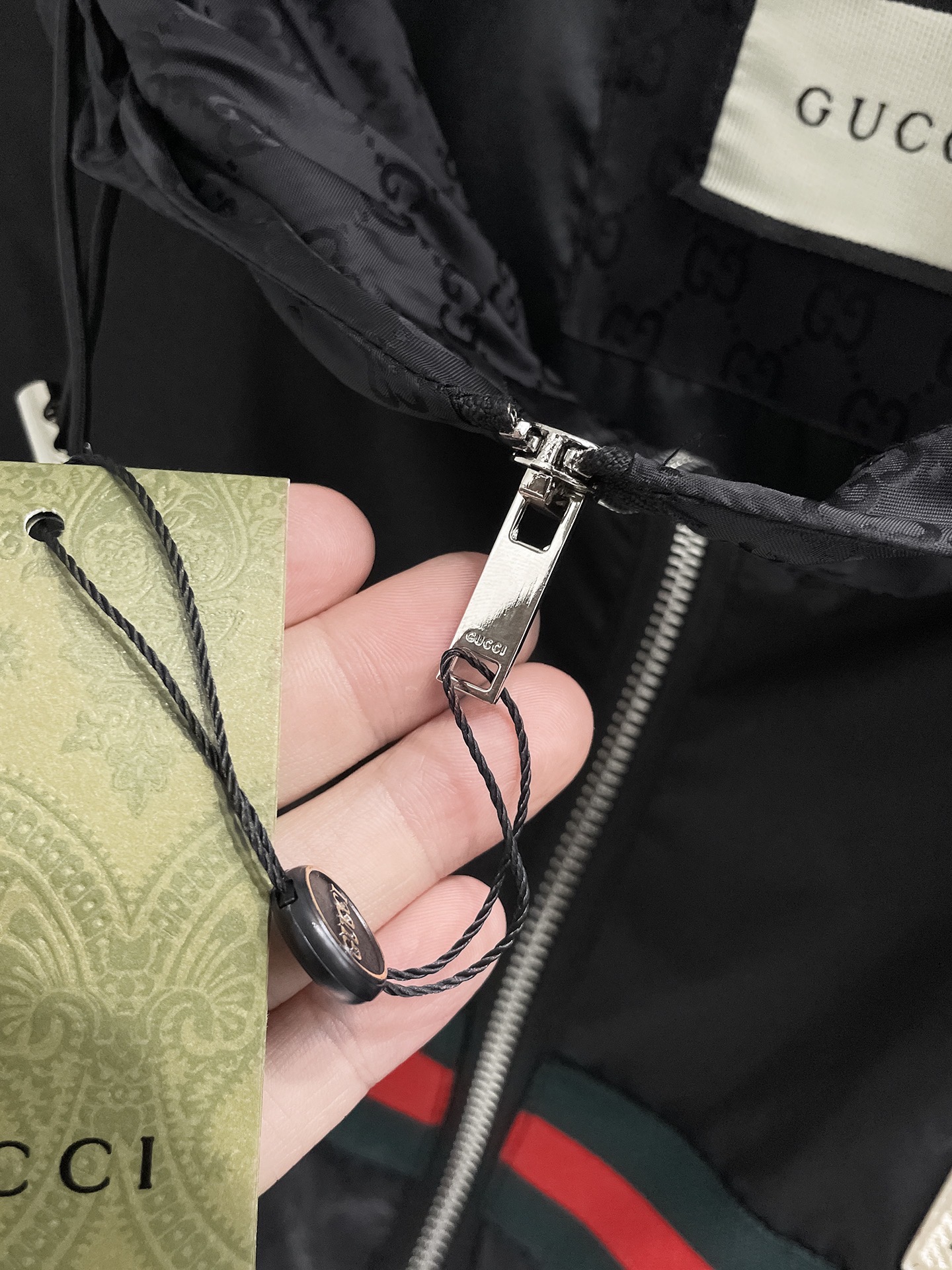 GUCCI 復刻拼接外套 男士紅綠條紋雙G連帽拉鍊夾克