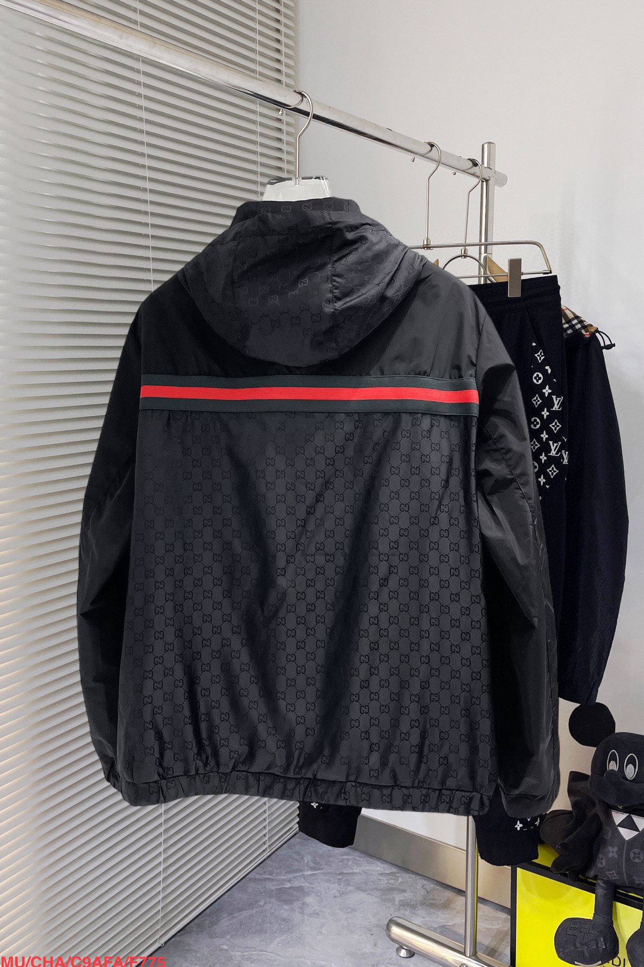 GUCCI 復刻拼接外套 男士紅綠條紋雙G連帽拉鍊夾克