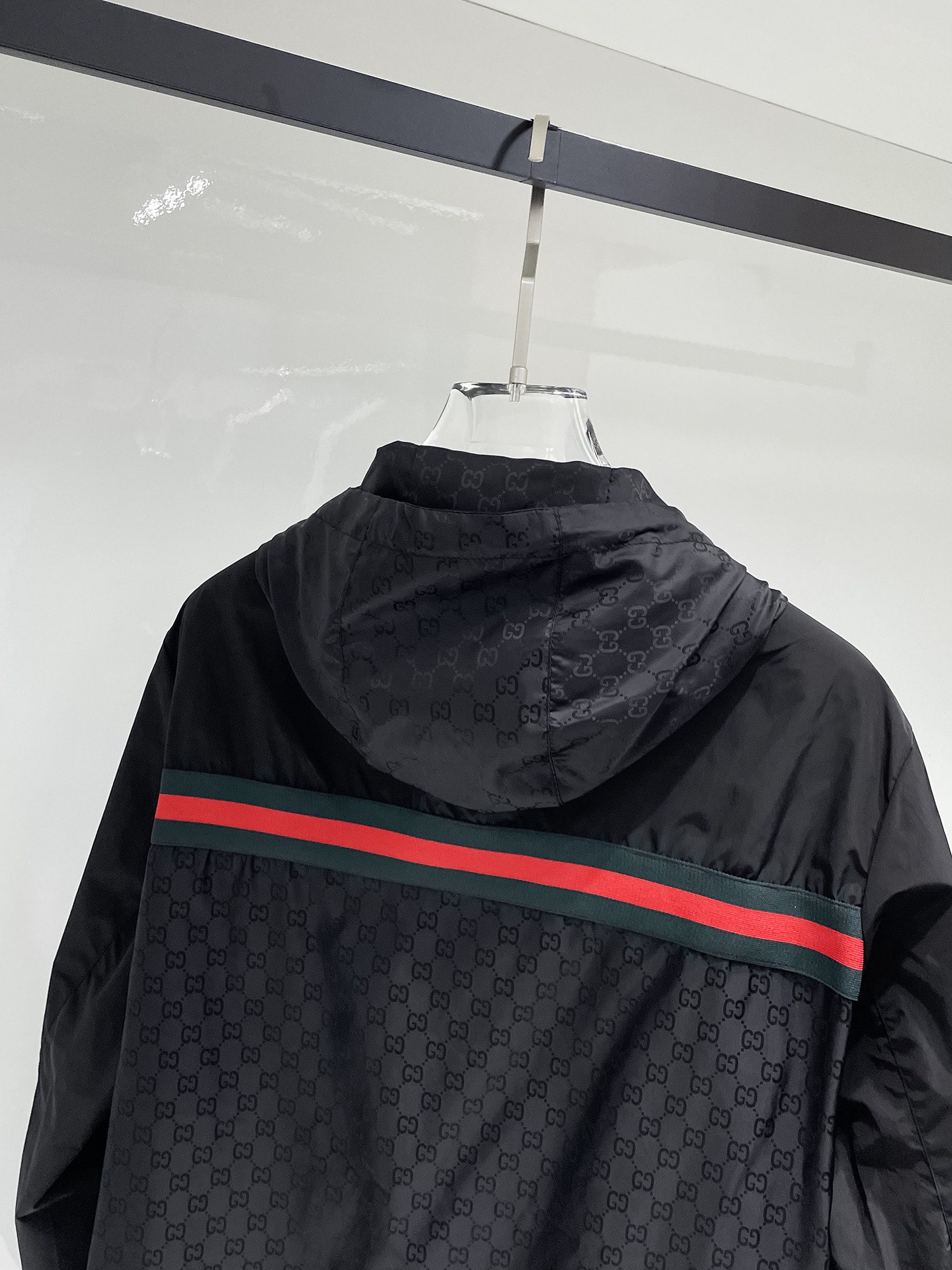 GUCCI 復刻拼接外套 男士紅綠條紋雙G連帽拉鍊夾克