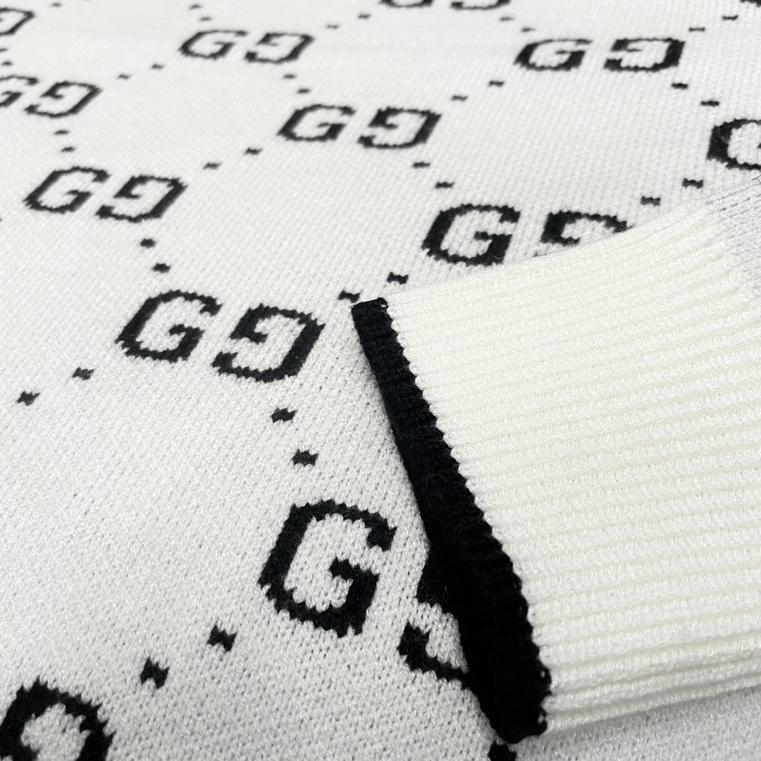 Gucci 一比一復刻GG滿版針織衫 男士白色長袖毛衣| 10 Gucci 一比一復刻GG滿版針織衫 男士白色長袖毛衣