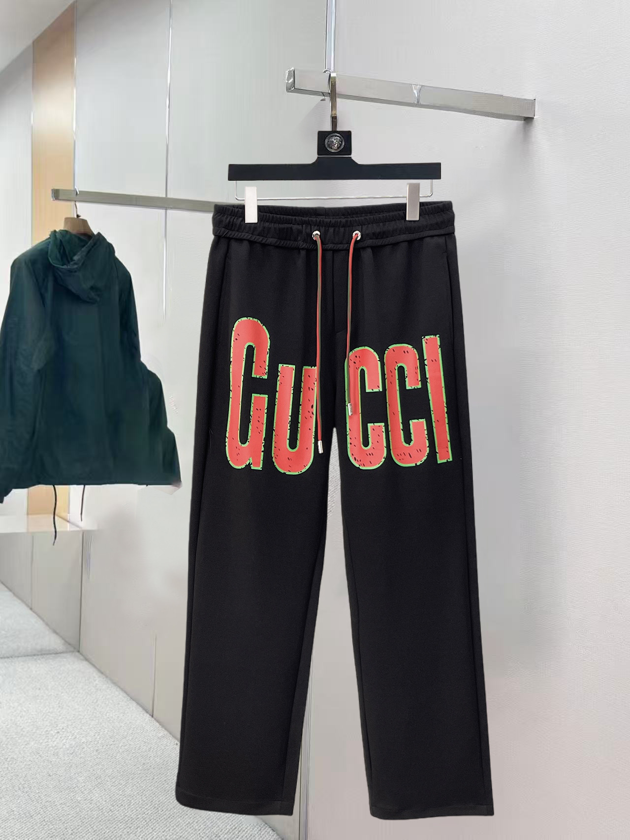 GUCCI 原單大字母印花運動長褲男士寬鬆直筒休閒褲