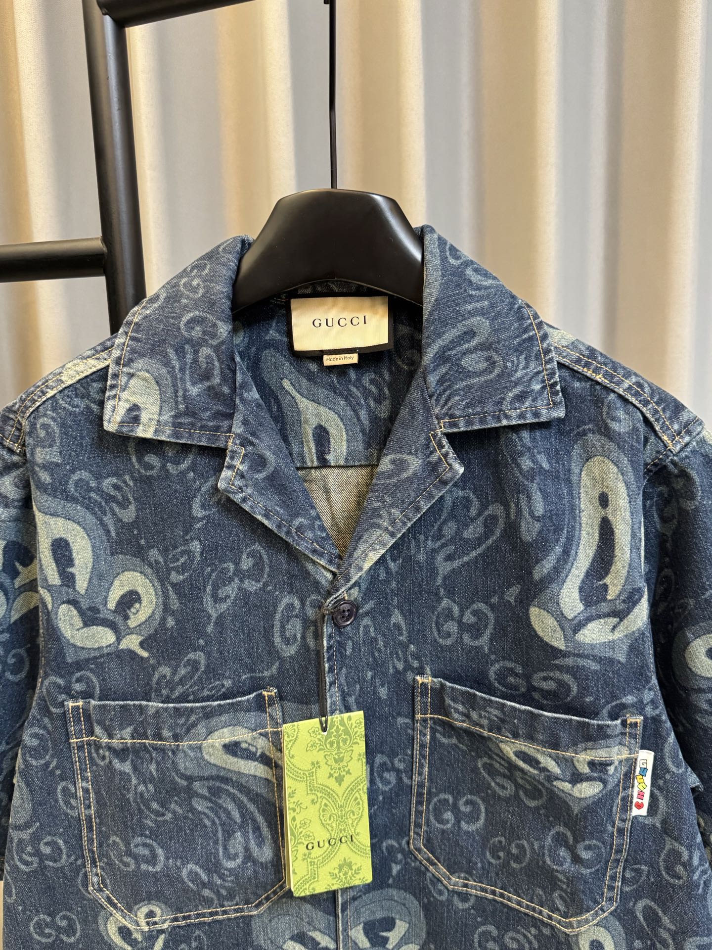 Gucci 復刻牛仔短袖襯衫 男士滿版印花休閒襯衣| 14 Gucci 復刻牛仔短袖襯衫 男士滿版印花休閒襯衣