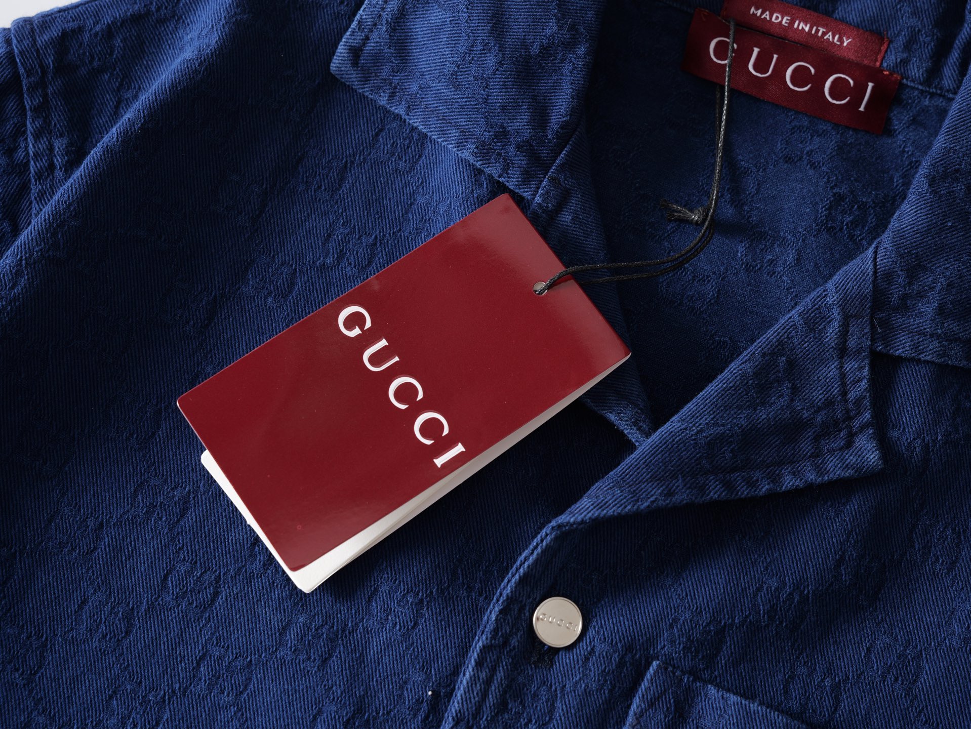 Gucci 一比一復刻漸變短袖襯衫 男士藍色休閒翻領上衣| 13 Gucci 一比一復刻漸變短袖襯衫 男士藍色休閒翻領上衣