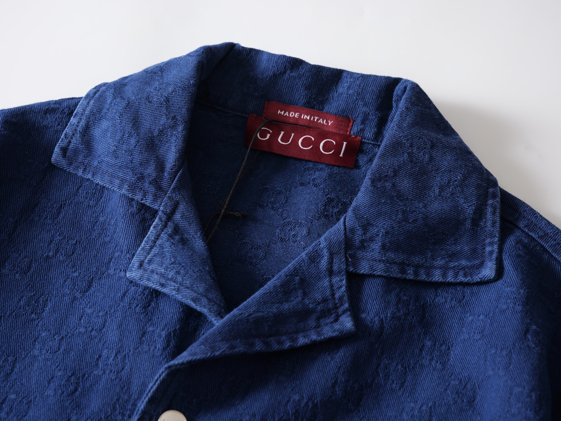 Gucci 一比一復刻漸變短袖襯衫 男士藍色休閒翻領上衣| 12 Gucci 一比一復刻漸變短袖襯衫 男士藍色休閒翻領上衣