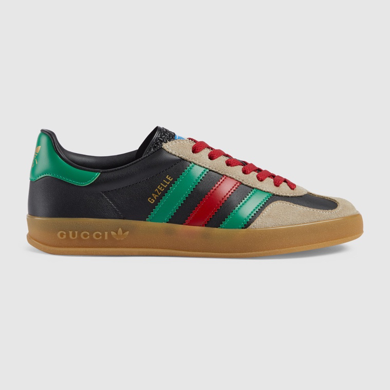 GUCCI原單×adidas Gazelle聯名男士休閒鞋 黑色綠紅三條紋復古板鞋| 13 GUCCI原單×adidas Gazelle聯名男士休閒鞋 黑色綠紅三條紋復古板鞋