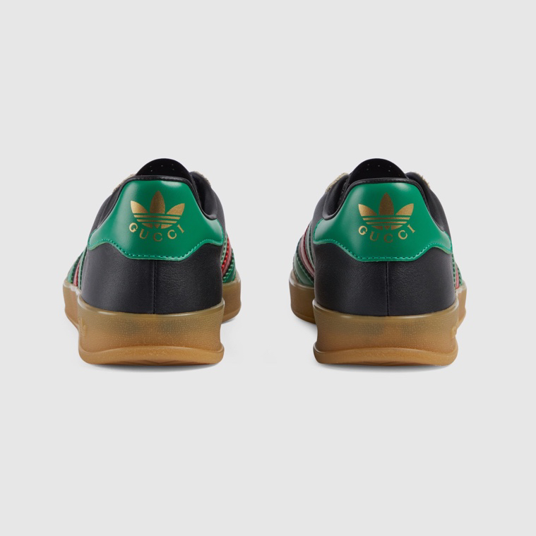 GUCCI原單×adidas Gazelle聯名男士休閒鞋 黑色綠紅三條紋復古板鞋| 12 GUCCI原單×adidas Gazelle聯名男士休閒鞋 黑色綠紅三條紋復古板鞋