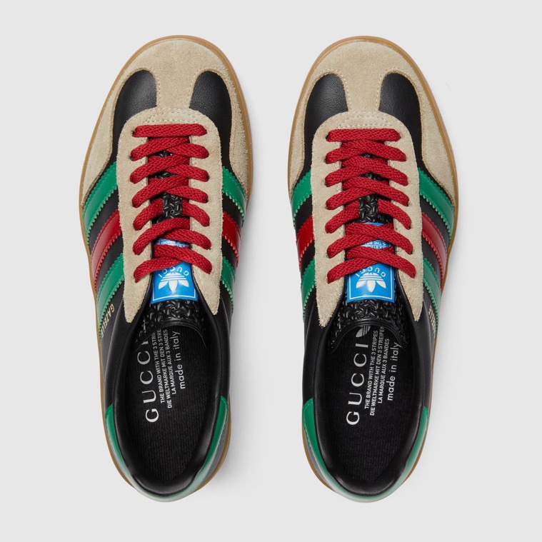 GUCCI原單×adidas Gazelle聯名男士休閒鞋 黑色綠紅三條紋復古板鞋| 11 GUCCI原單×adidas Gazelle聯名男士休閒鞋 黑色綠紅三條紋復古板鞋