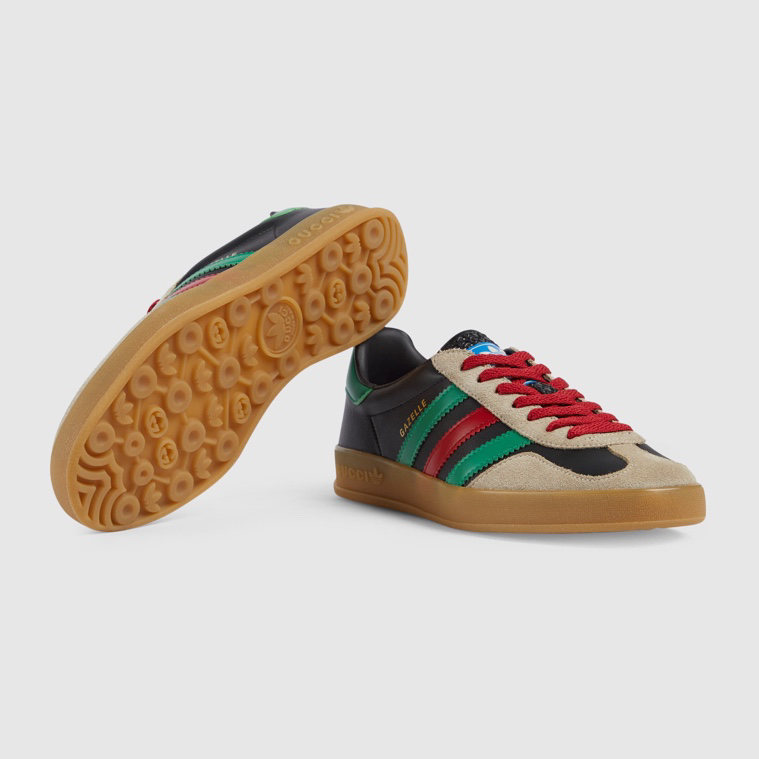 GUCCI原單×adidas Gazelle聯名男士休閒鞋 黑色綠紅三條紋復古板鞋| 10 GUCCI原單×adidas Gazelle聯名男士休閒鞋 黑色綠紅三條紋復古板鞋