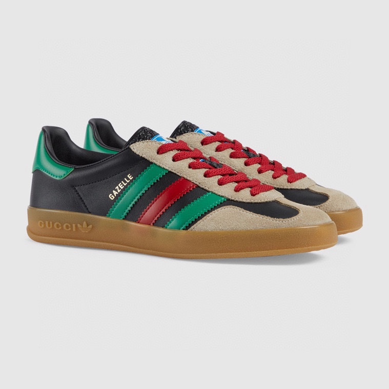 GUCCI原單×adidas Gazelle聯名男士休閒鞋 黑色綠紅三條紋復古板鞋| 9 GUCCI原單×adidas Gazelle聯名男士休閒鞋 黑色綠紅三條紋復古板鞋