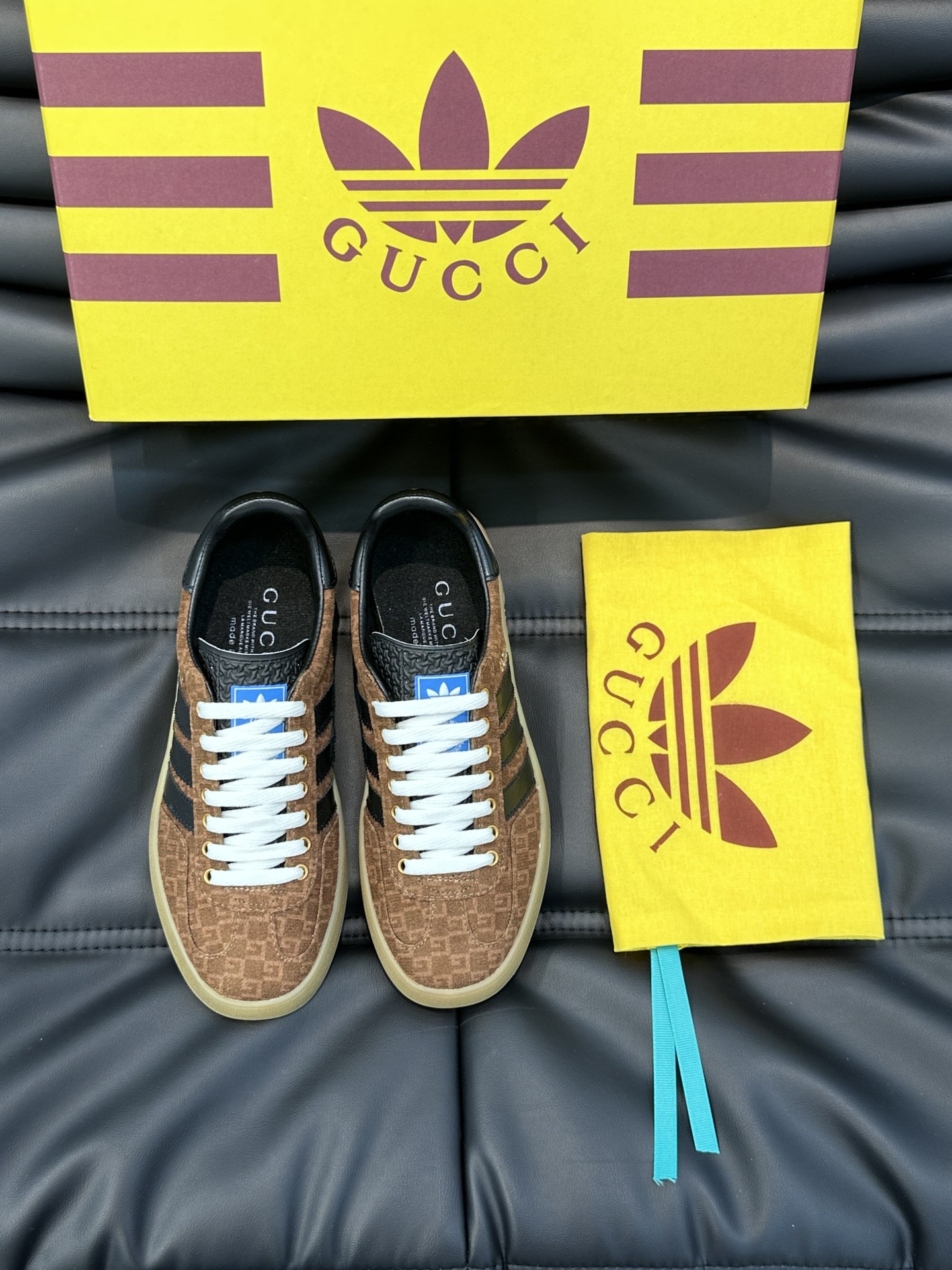 GUCCI復刻×adidas Gazelle聯名休閒鞋 棕色GG紋黑色三條紋復古板鞋| 13 GUCCI復刻×adidas Gazelle聯名休閒鞋 棕色GG紋黑色三條紋復古板鞋