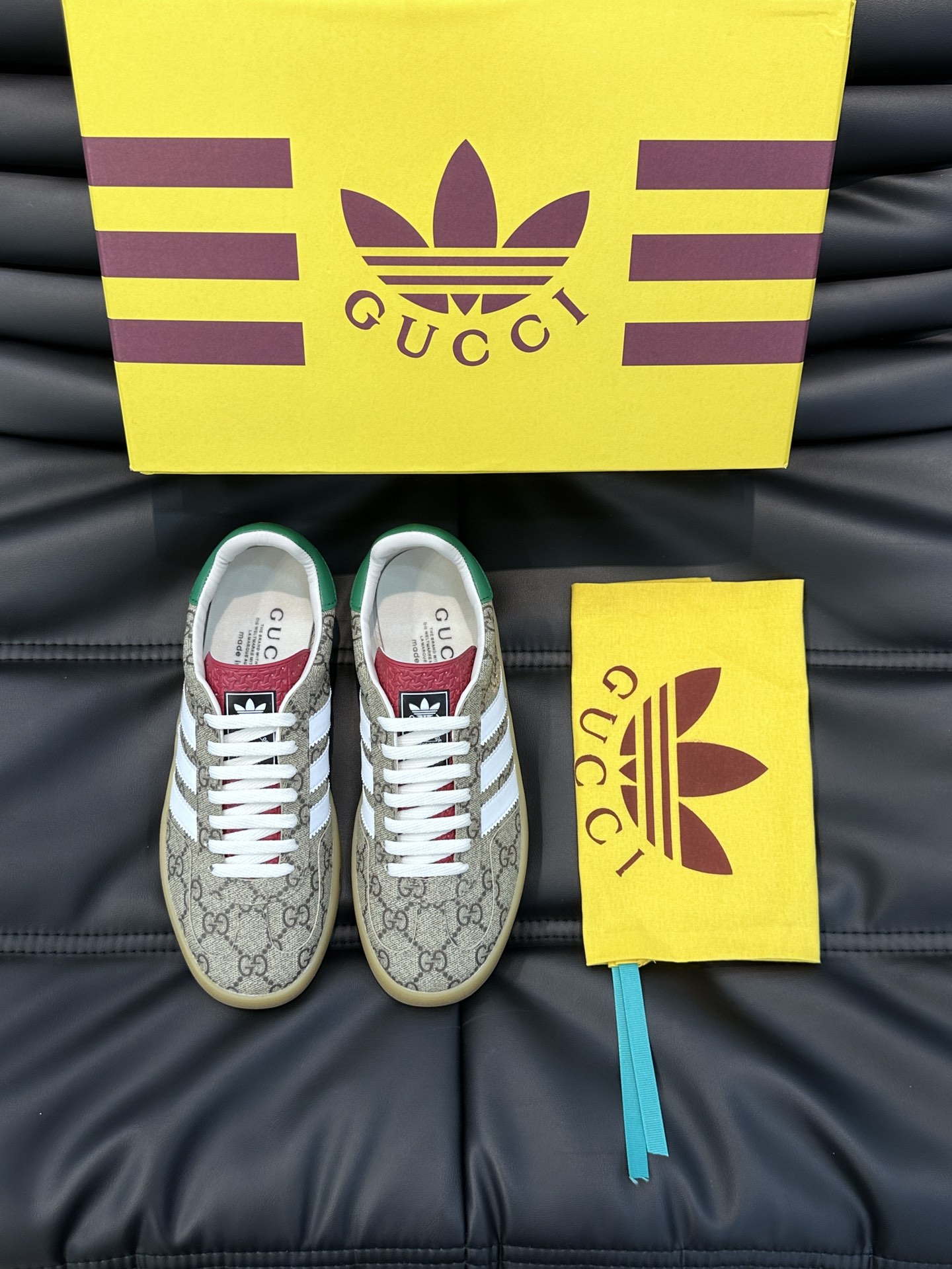 GUCCI原單×adidas Gazelle聯名休閒鞋 米色GG老花白三條紋復古板鞋| 13 GUCCI原單×adidas Gazelle聯名休閒鞋 米色GG老花白三條紋復古板鞋